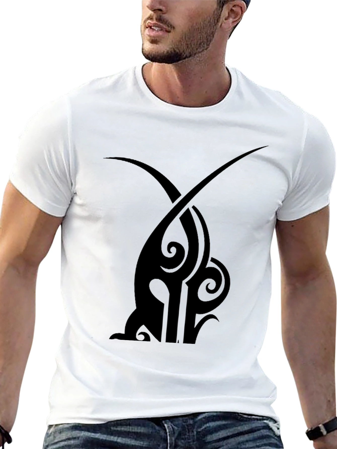 Mens Black Tribal Tattoo Graphic T-Shirt