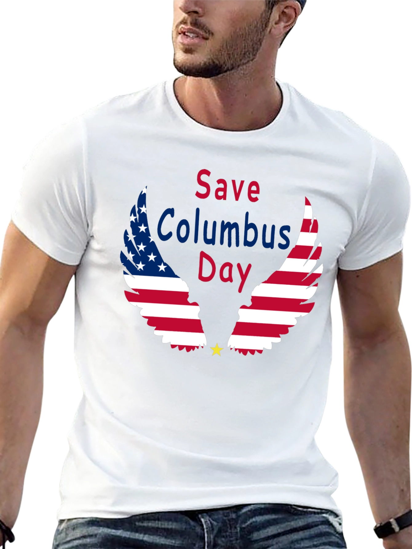Save Columbus Day T-Shirt Patriotic American Flag