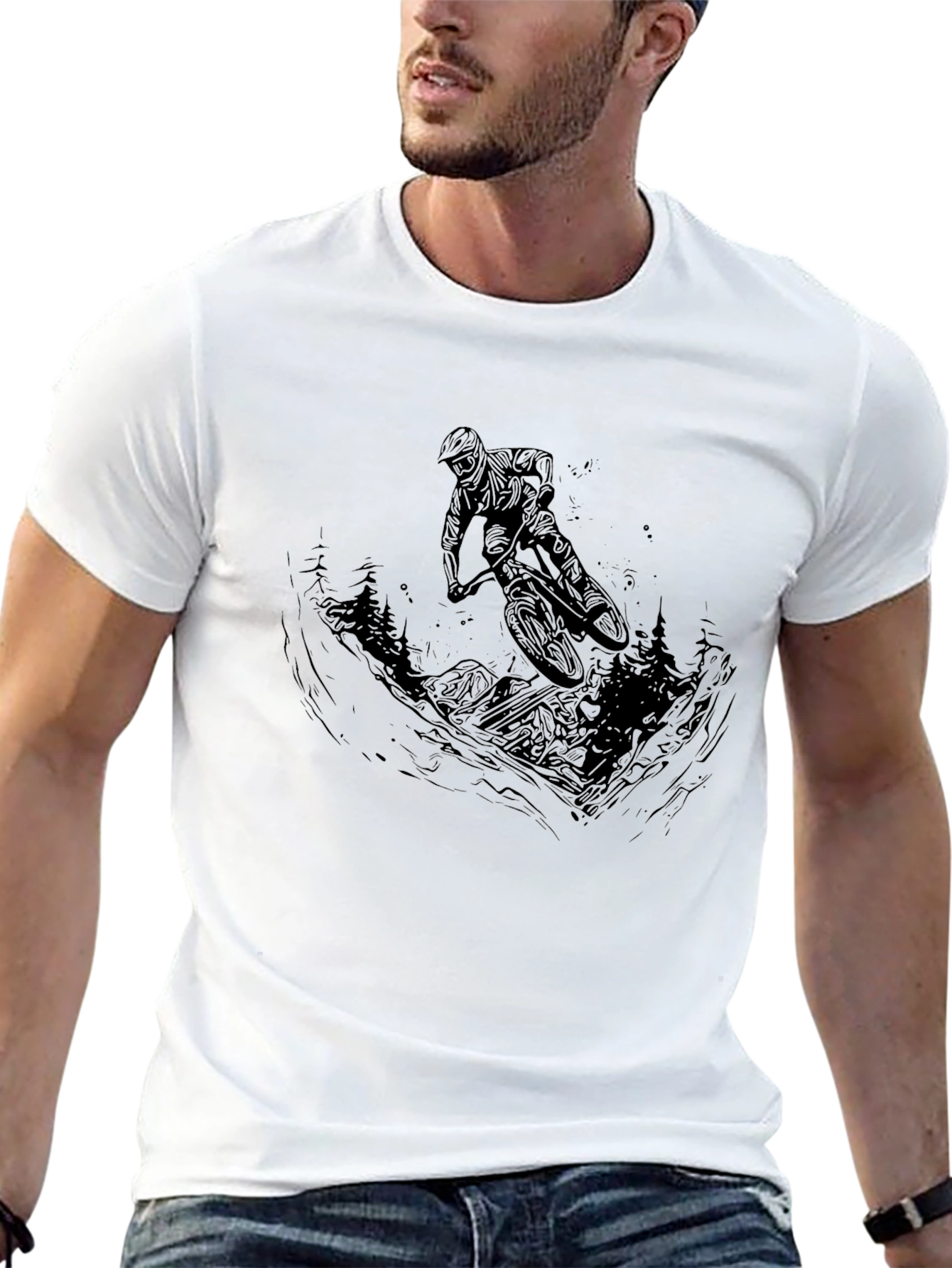 Mountain Biker Graphic Tee - Black Cotton