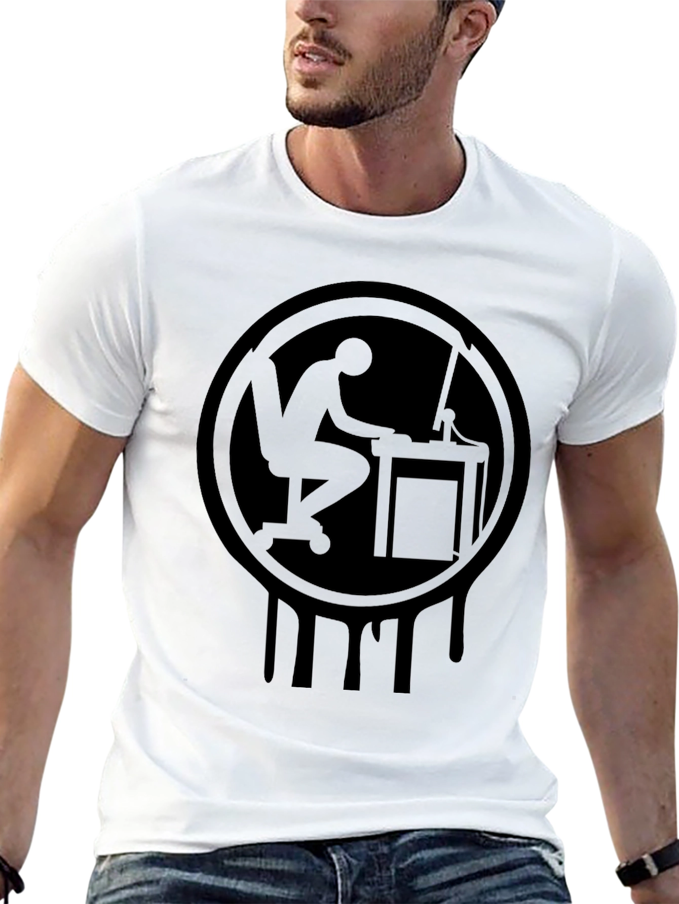 Coder Drip Tee - Programmer Silhouette Graphic Black T-Shirt