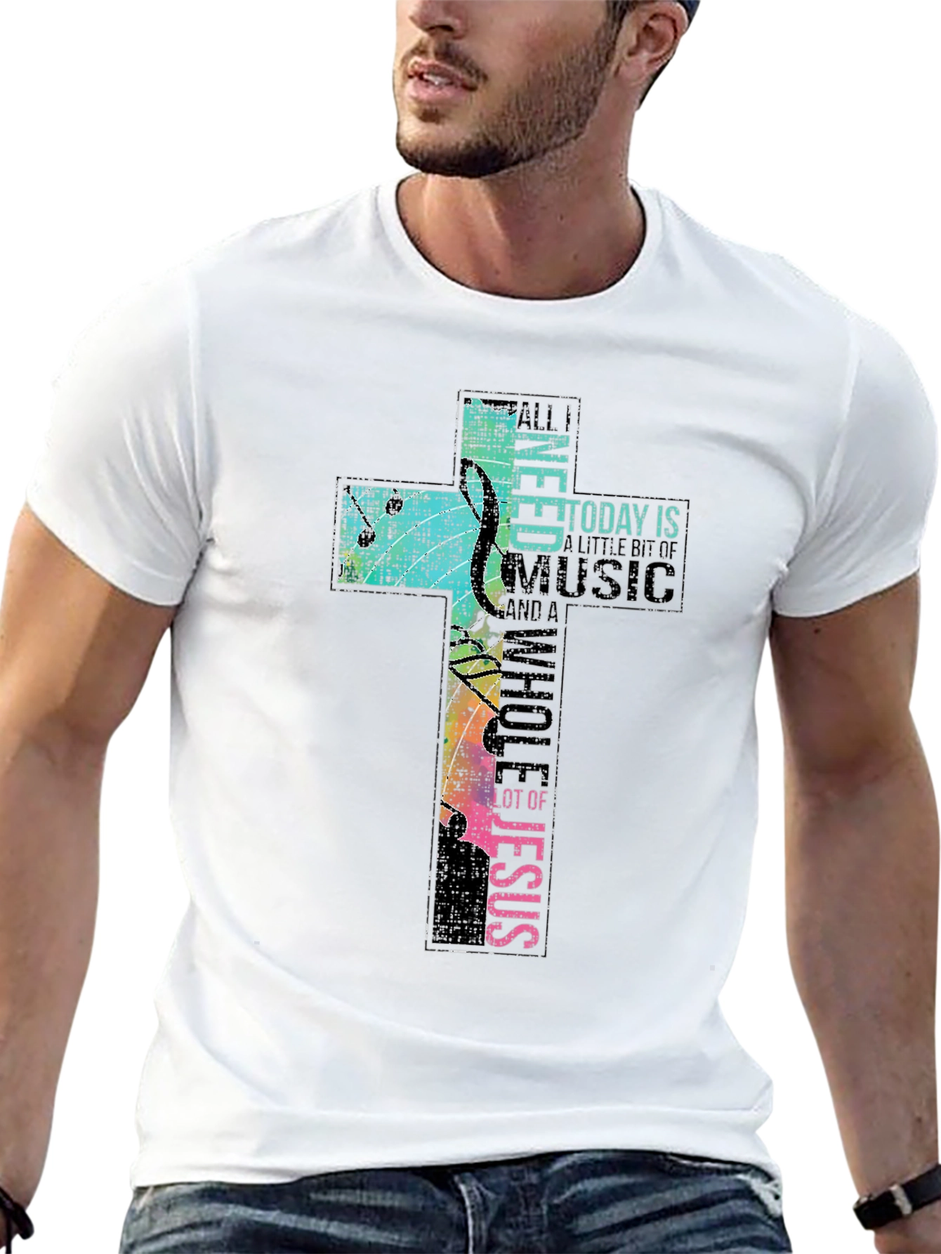 Christian Music Cross T-Shirt - Black