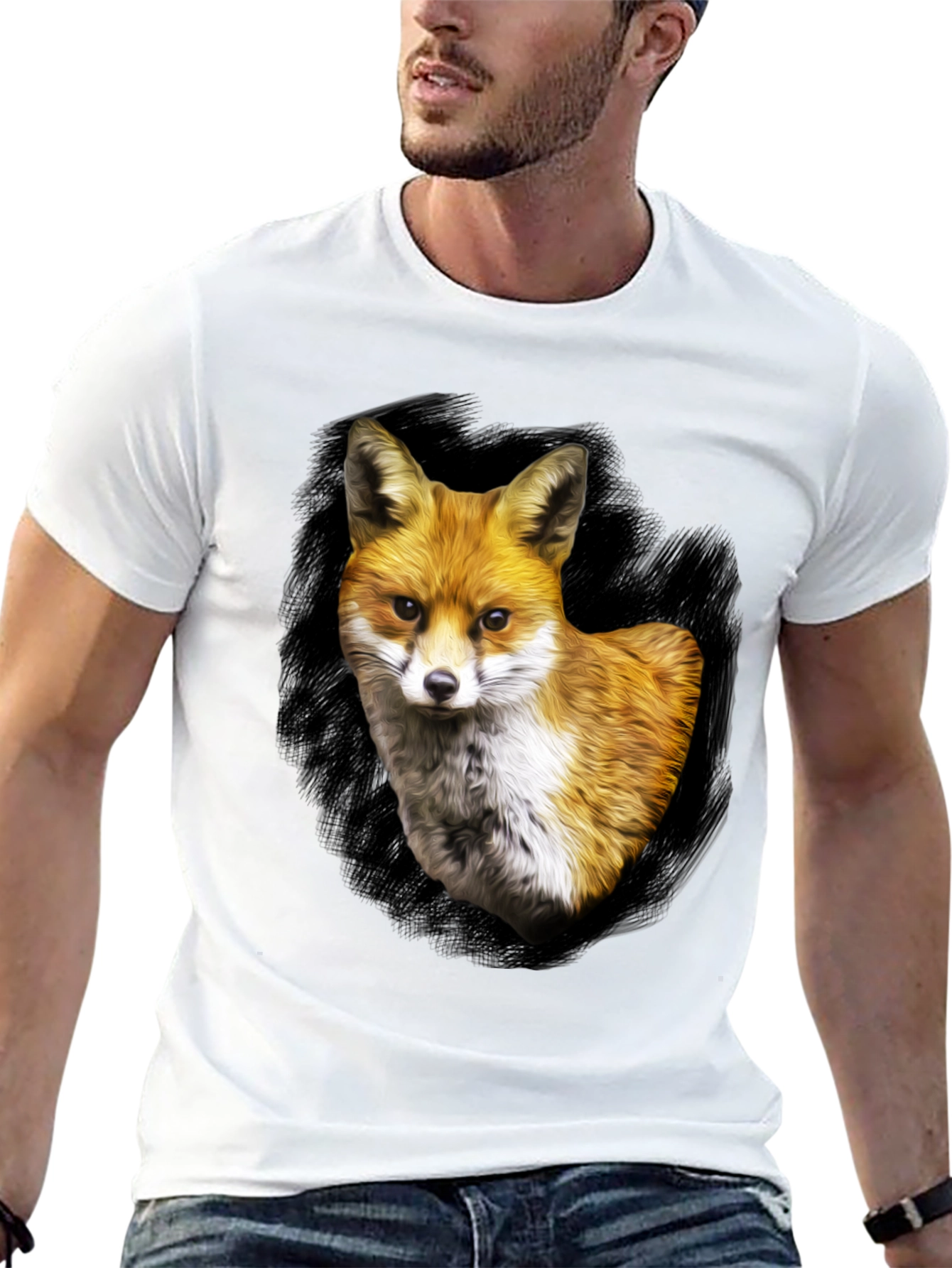 Fox Portrait Graphic Tee - Mens Black T-Shirt
