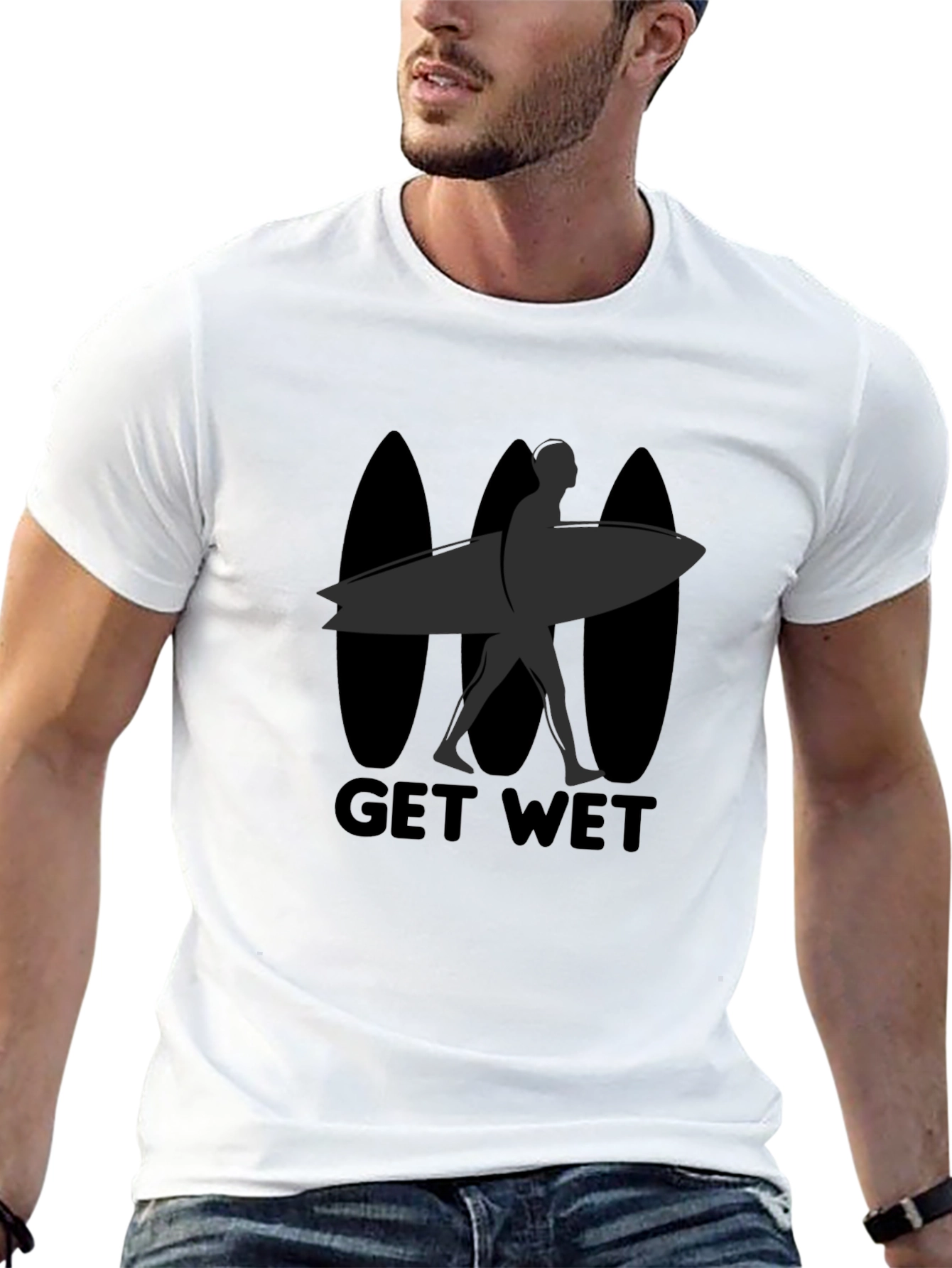 Black Get Wet Surfer Graphic Tee