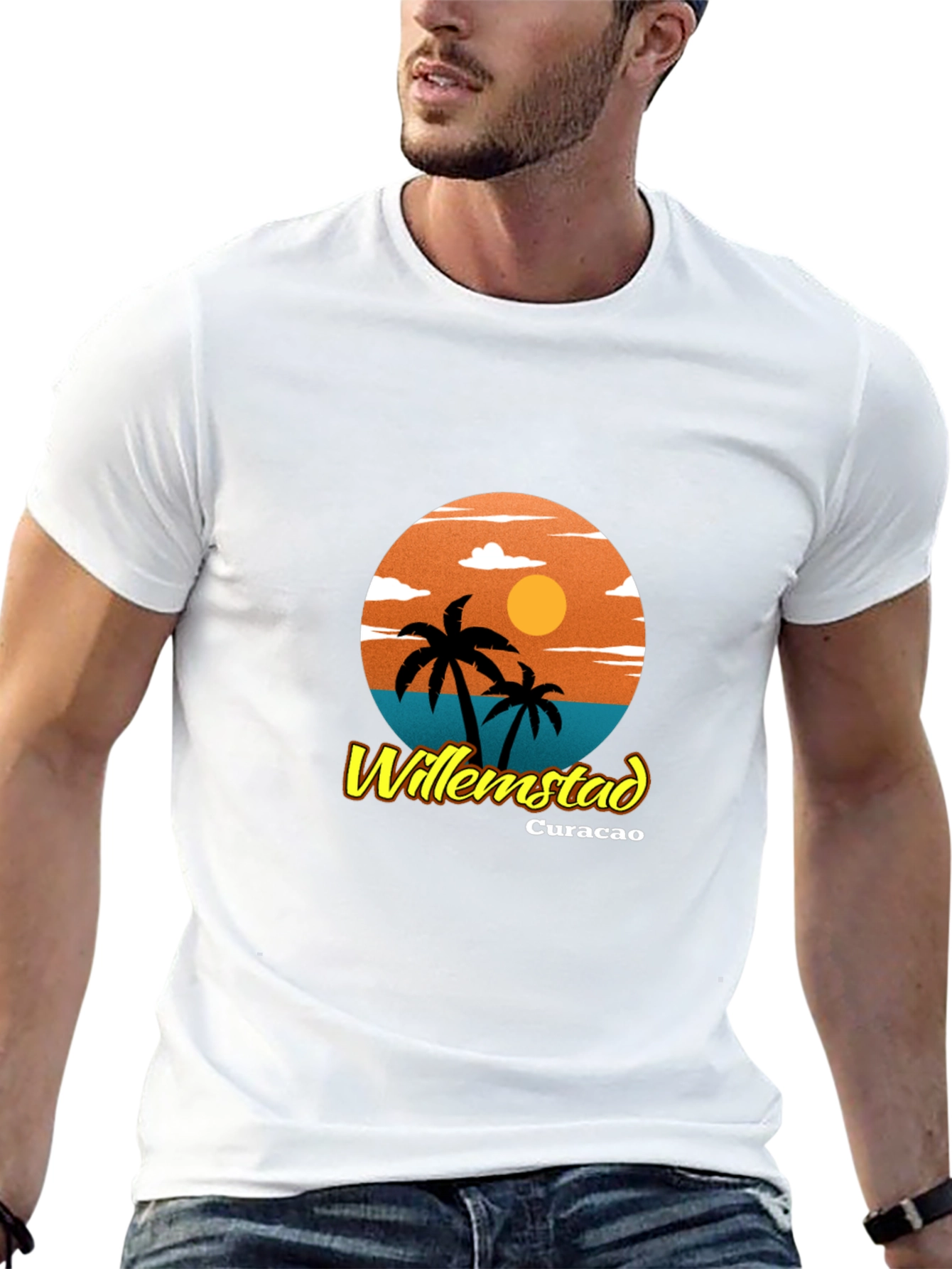 Willemstad Curacao Palm Tree Graphic T-Shirt