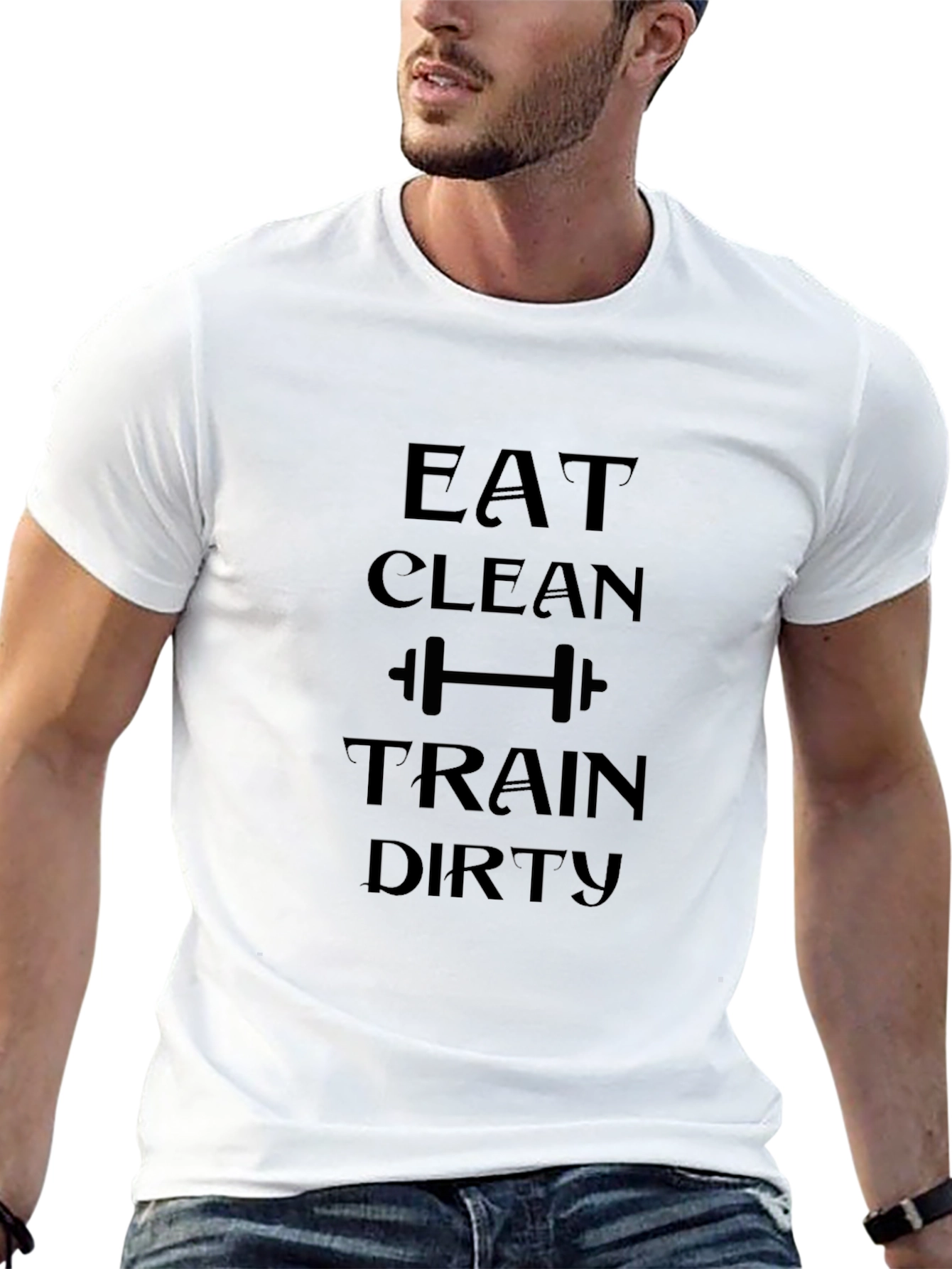 Eat Clean Train Dirty Black Graphic T-Shirt