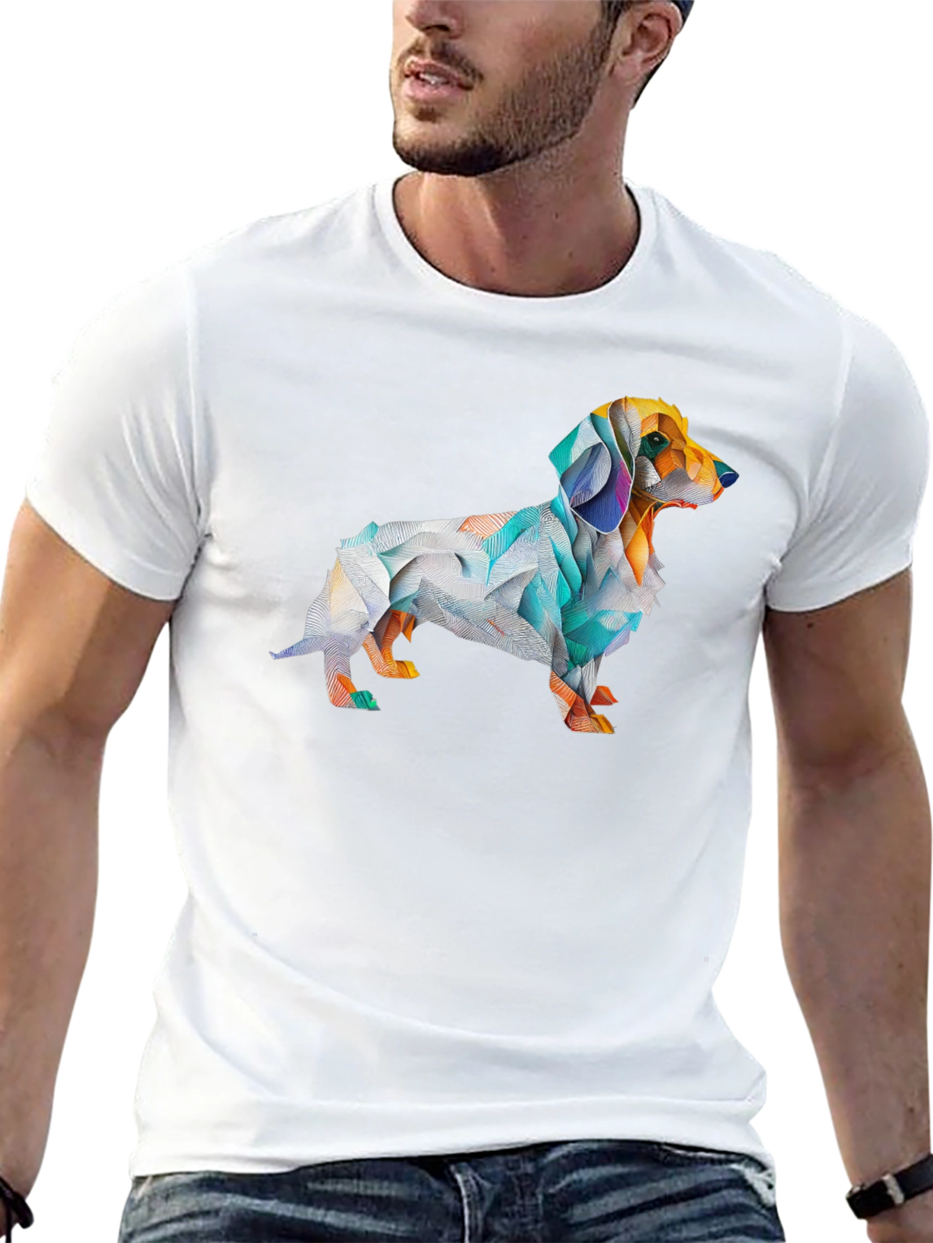 Geometric Dachshund Graphic T-Shirt