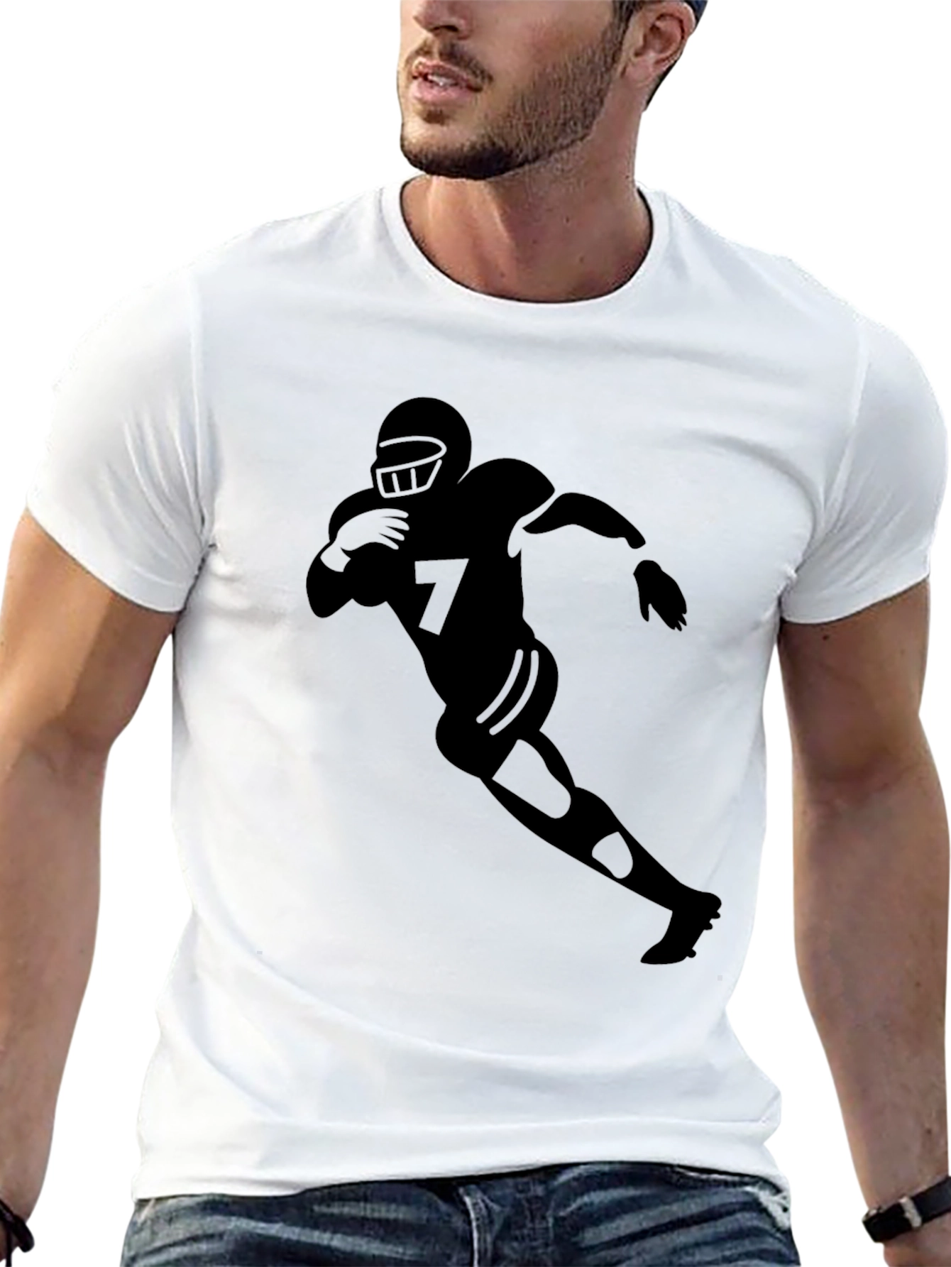 Football Player Number 7 Black T-Shirt