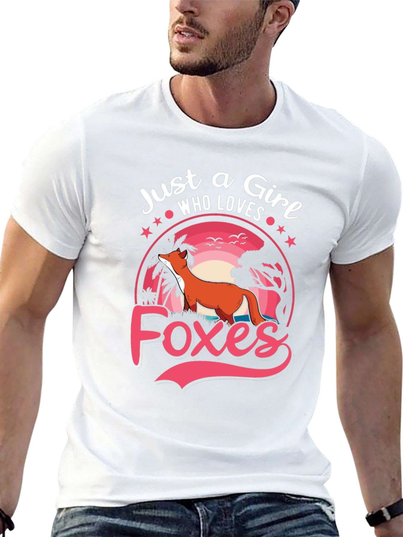 Just a Girl Who Loves Foxes Black Graphic T-Shirt