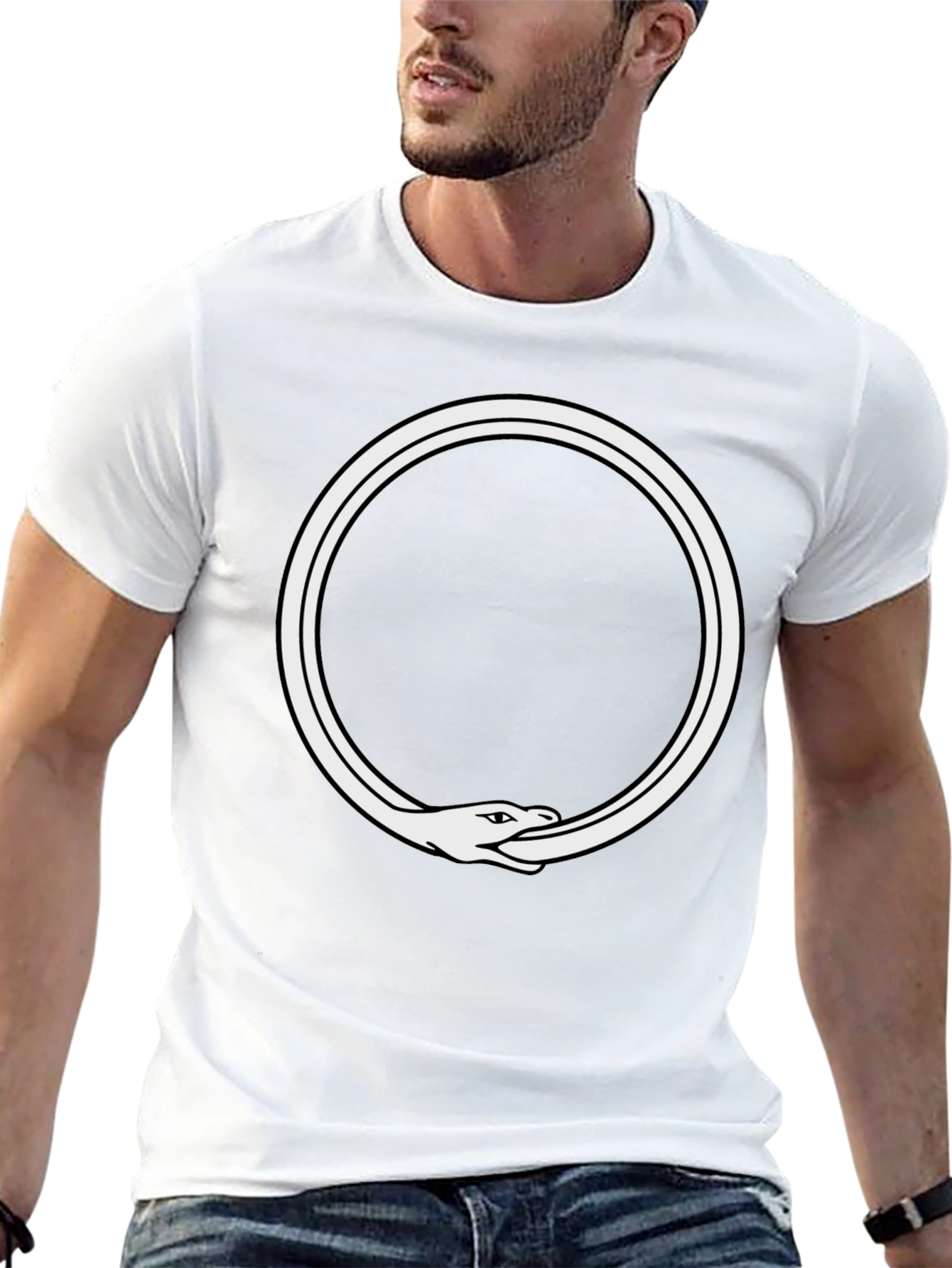 Ouroboros Snake Eating Tail Graphic Tee - Black