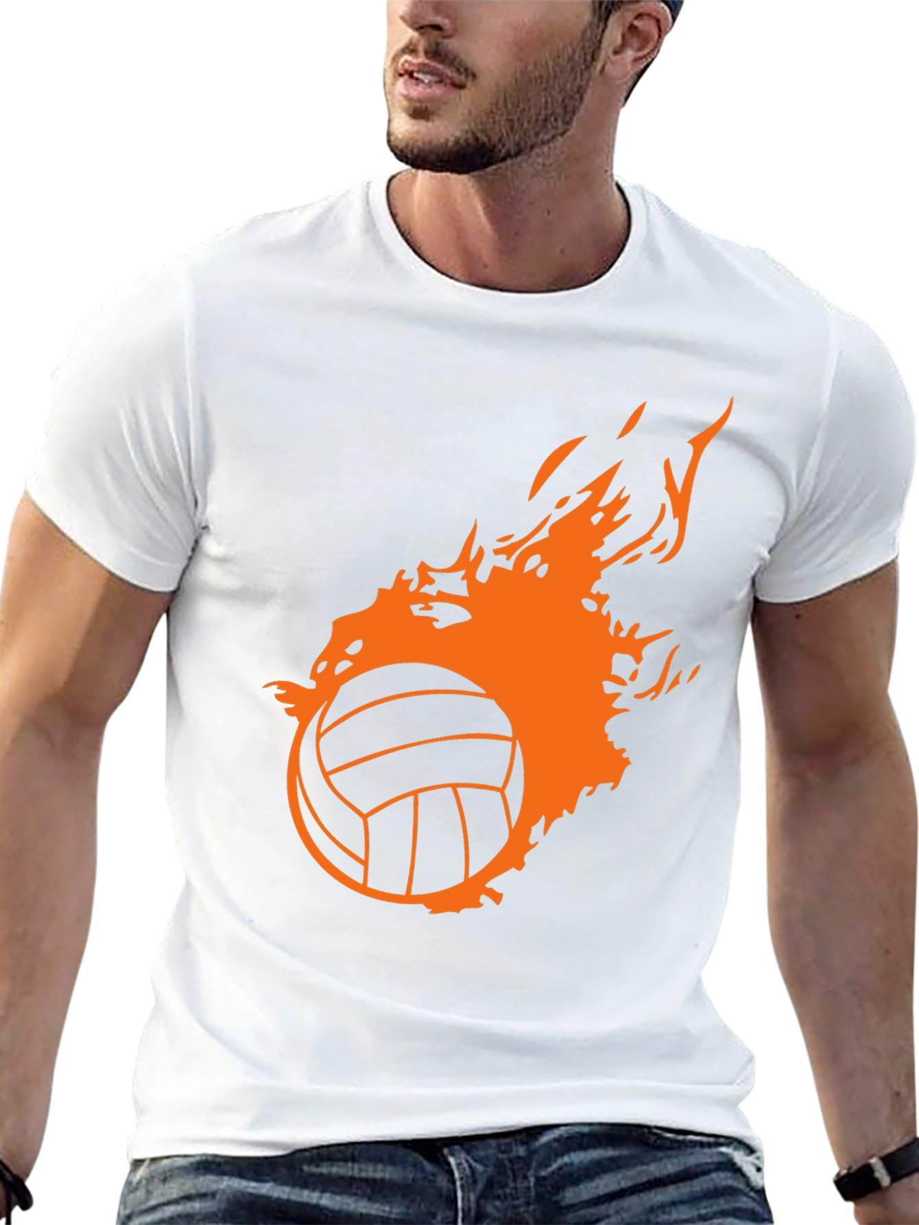 Fiery Volleyball Graphic Tee - Black