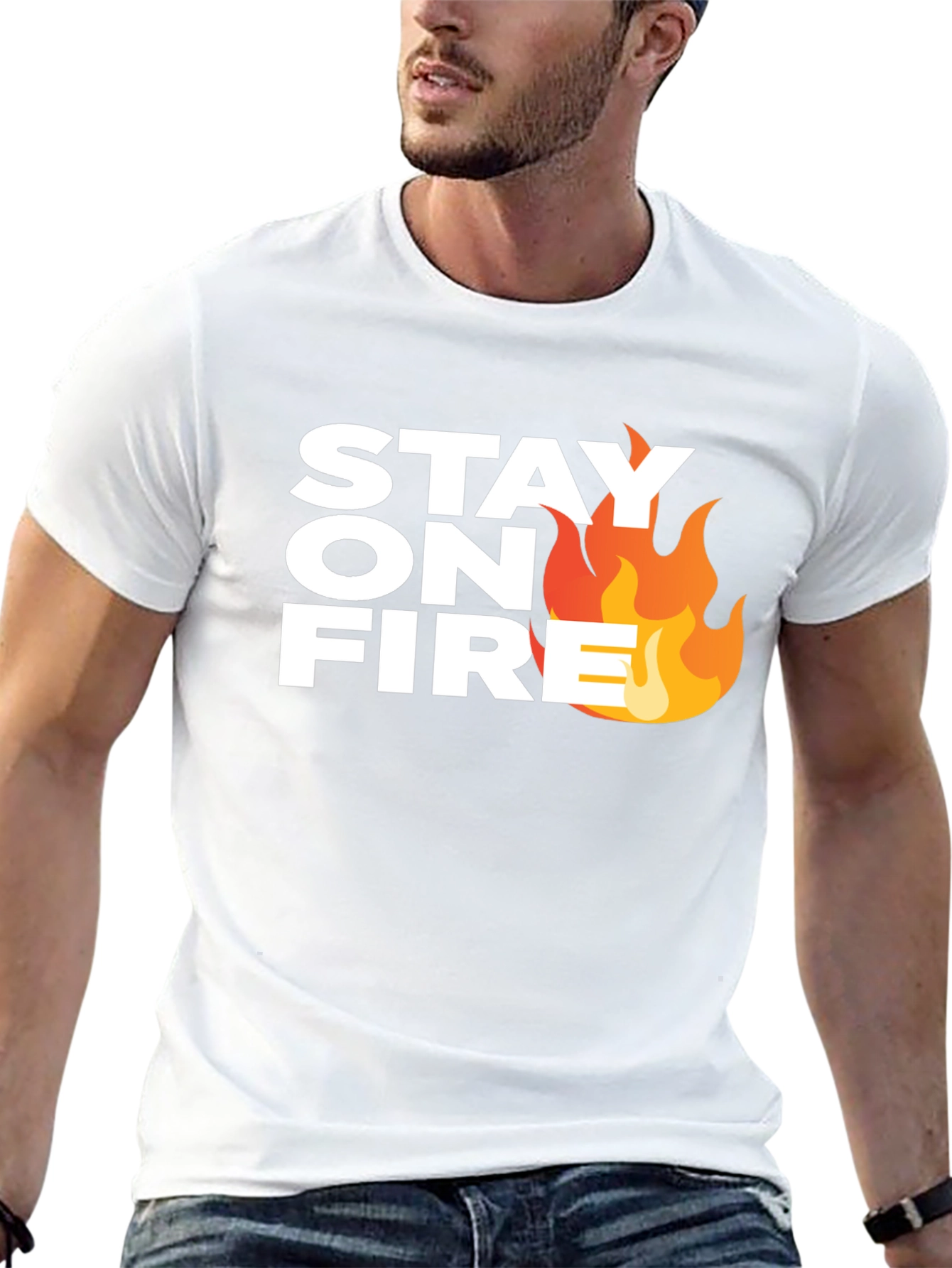 Stay On Fire Graphic Tee - Black Casual T-Shirt