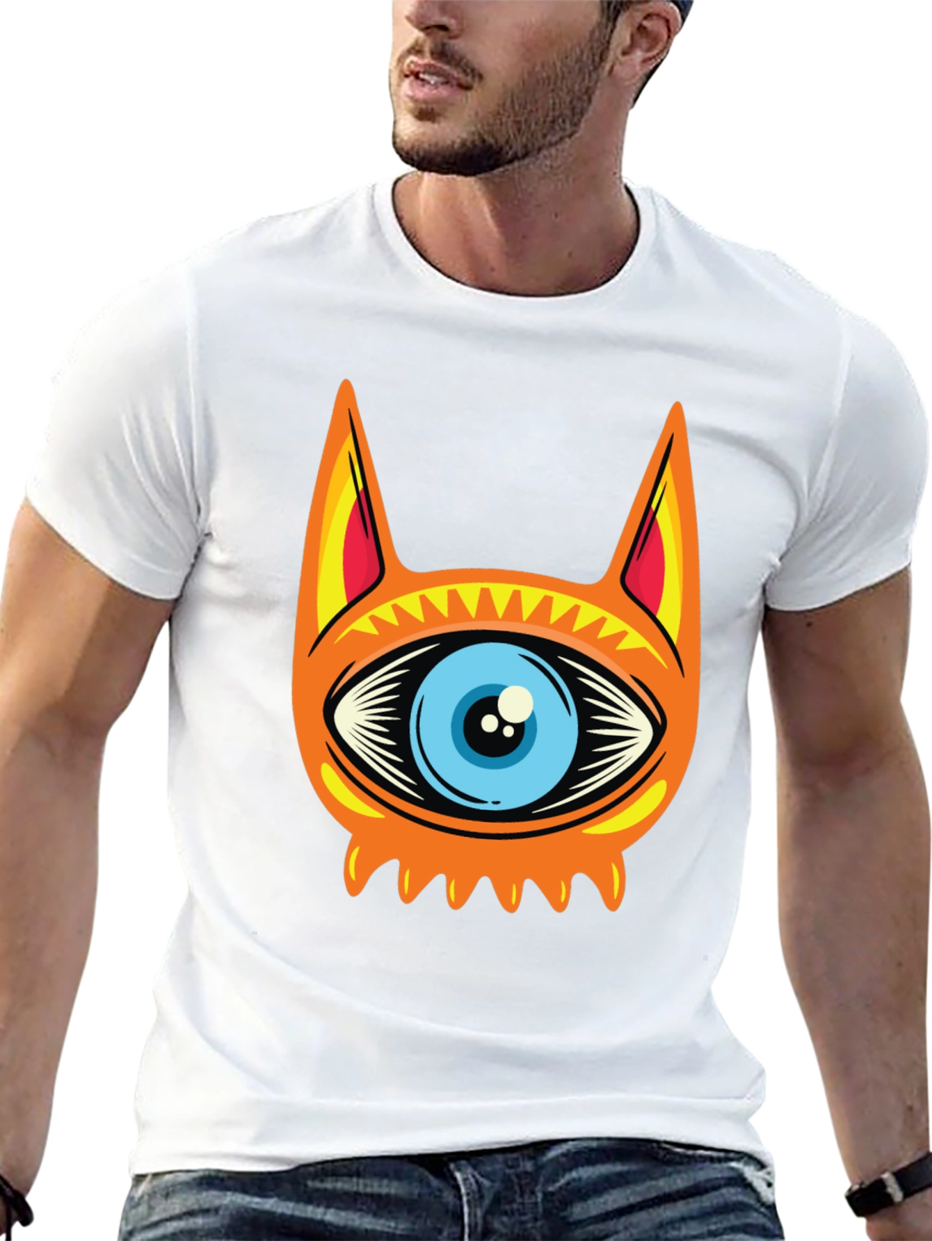 Eye Cat Graphic Black T-Shirt