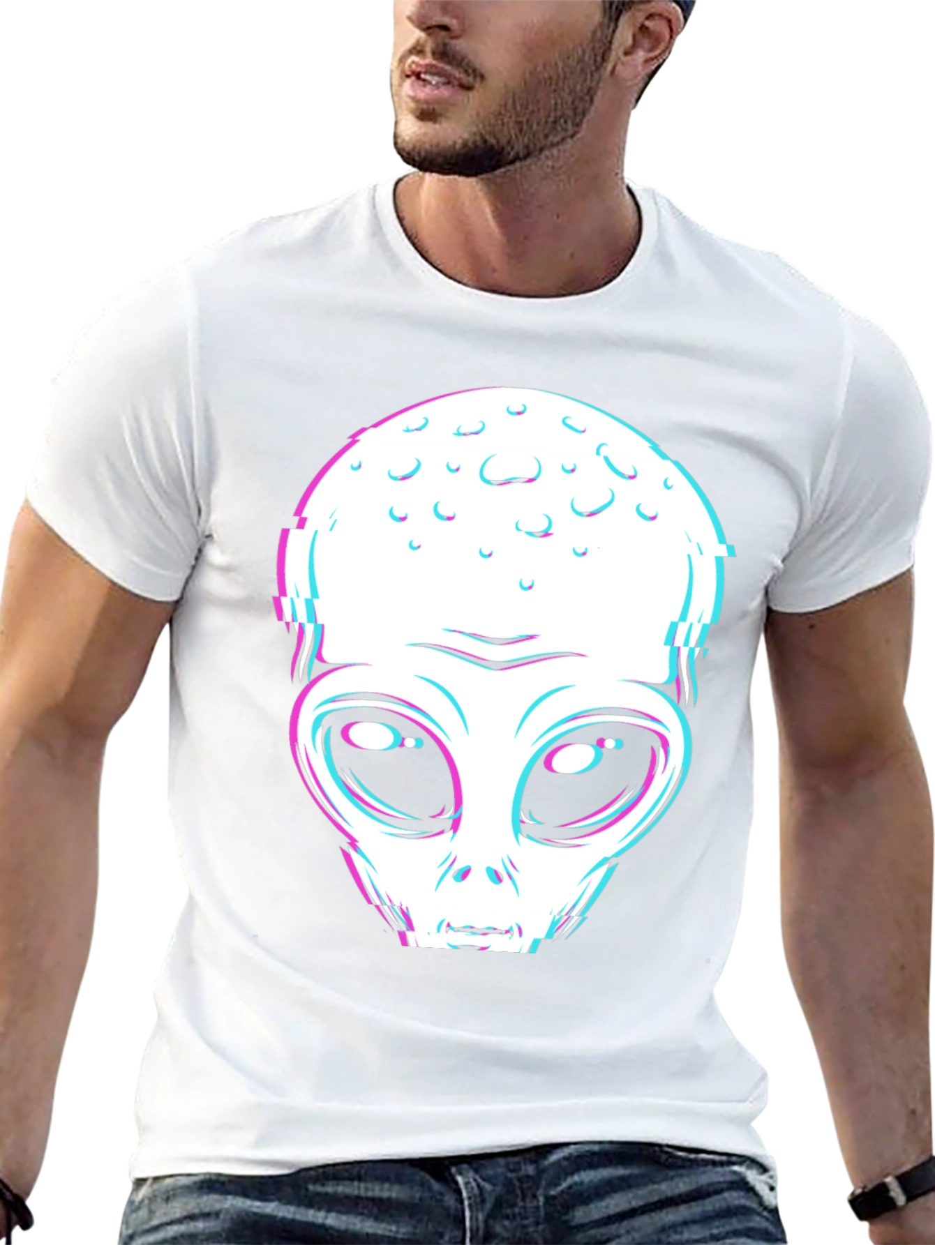 Retro Alien Glitch Graphic Tee