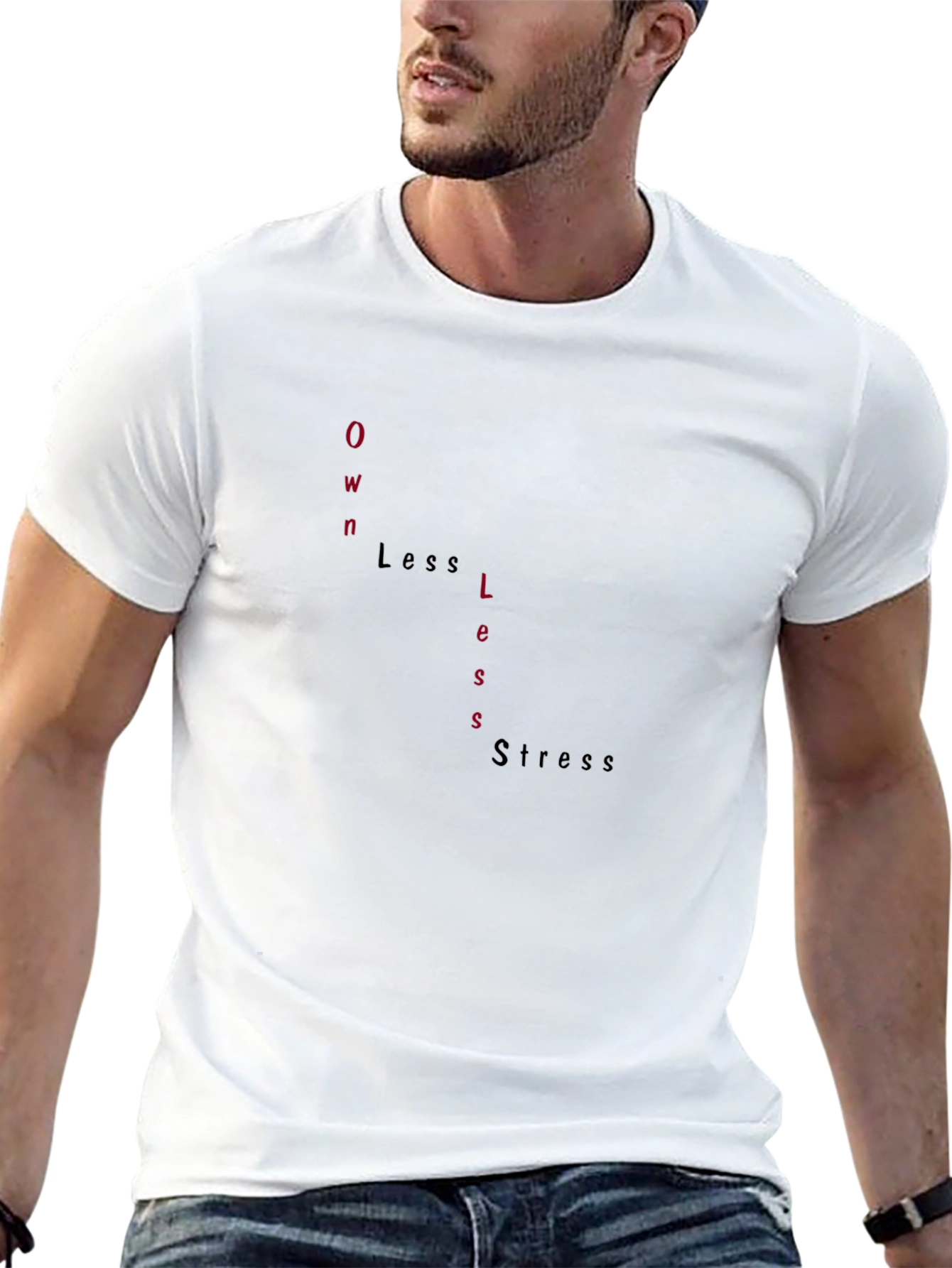 Own Less Stress Mens Black T-Shirt