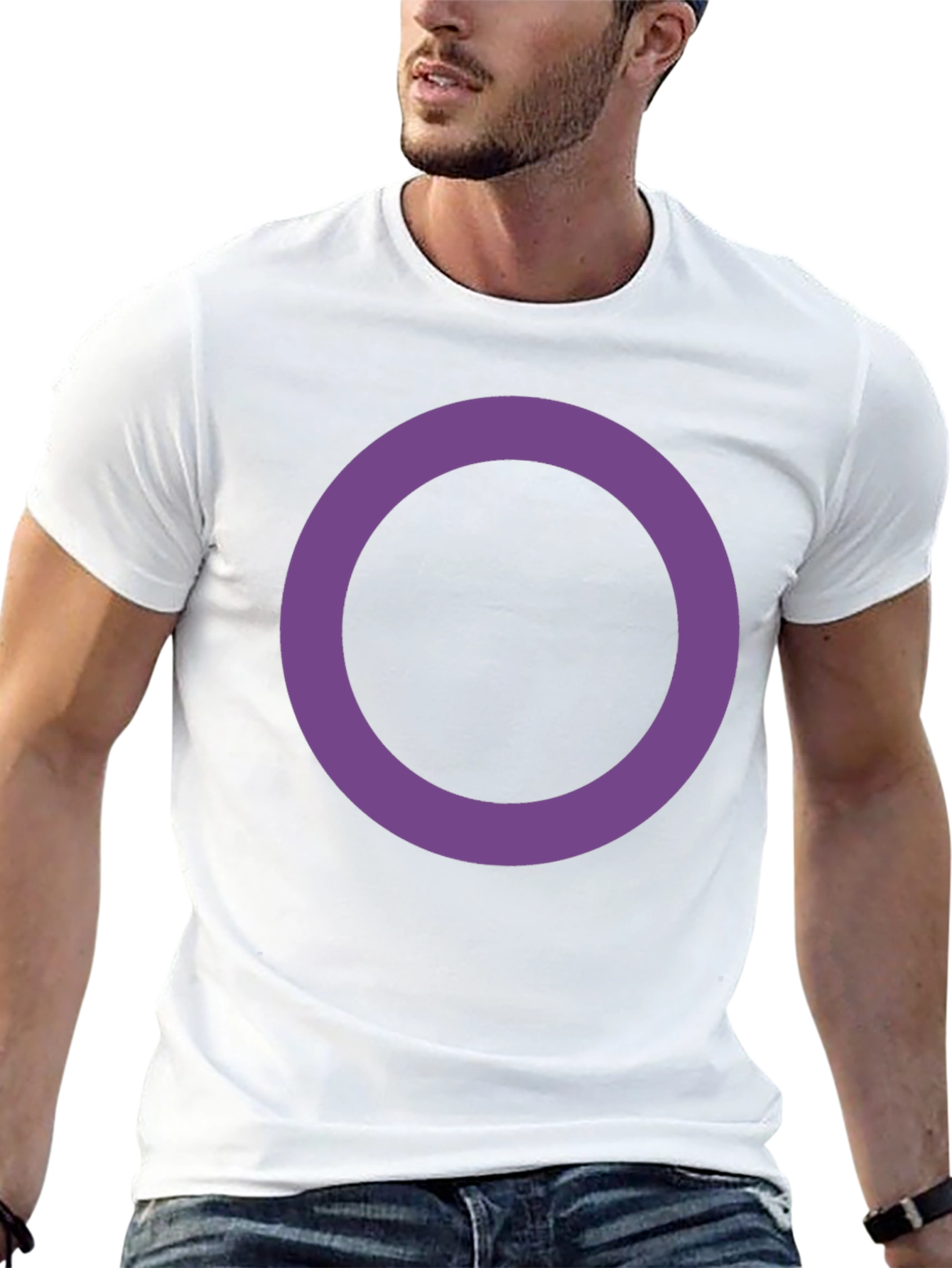 Simple Black Tee with Purple Circle Design