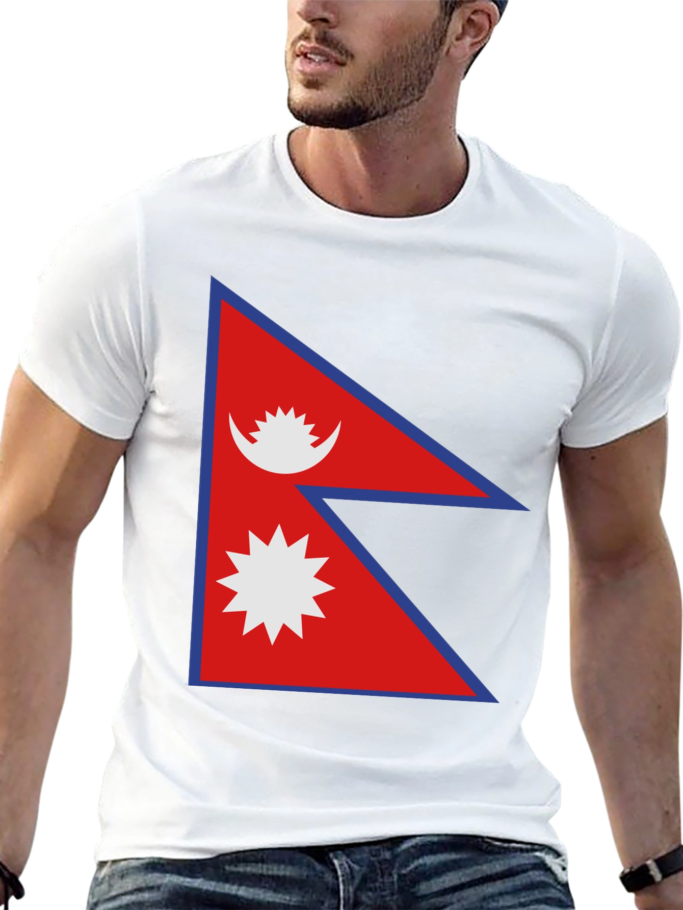 Nepal Flag T-Shirt - Black Cotton Tee