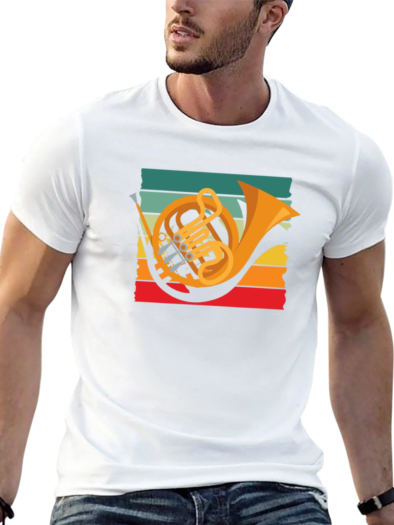 French Horn Retro T-Shirt Music Lover Tee
