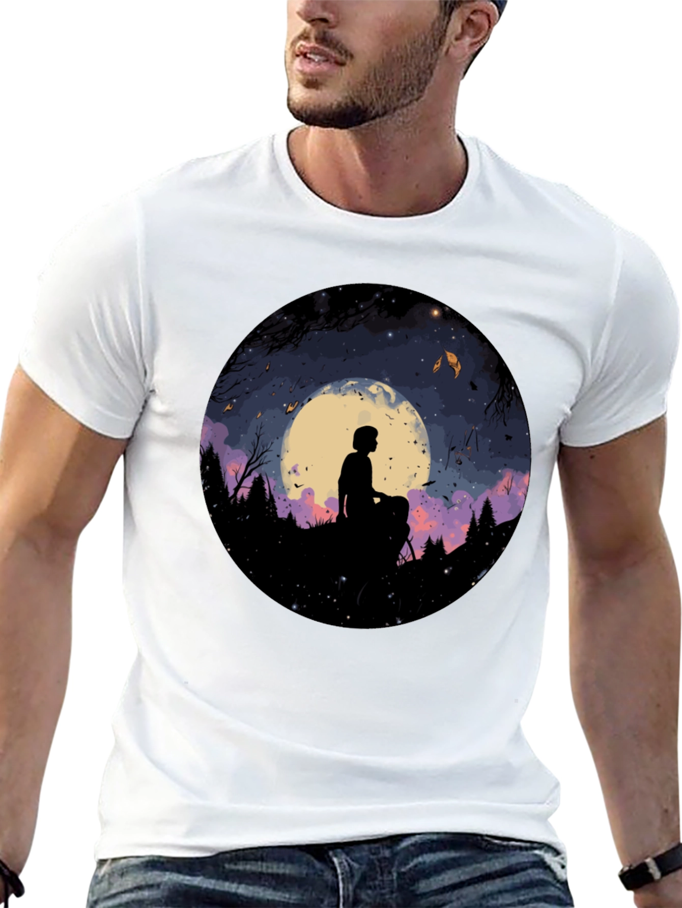 Moonlit Silhouette Graphic Tee - Unisex Black T-Shirt