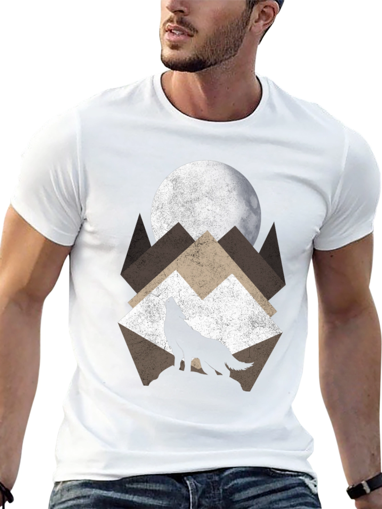 Wolf Howling at Moon Graphic Tee - Black