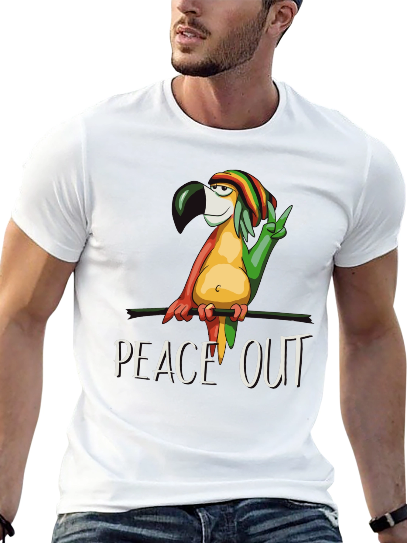 Peace Out Parrot Graphic T-Shirt