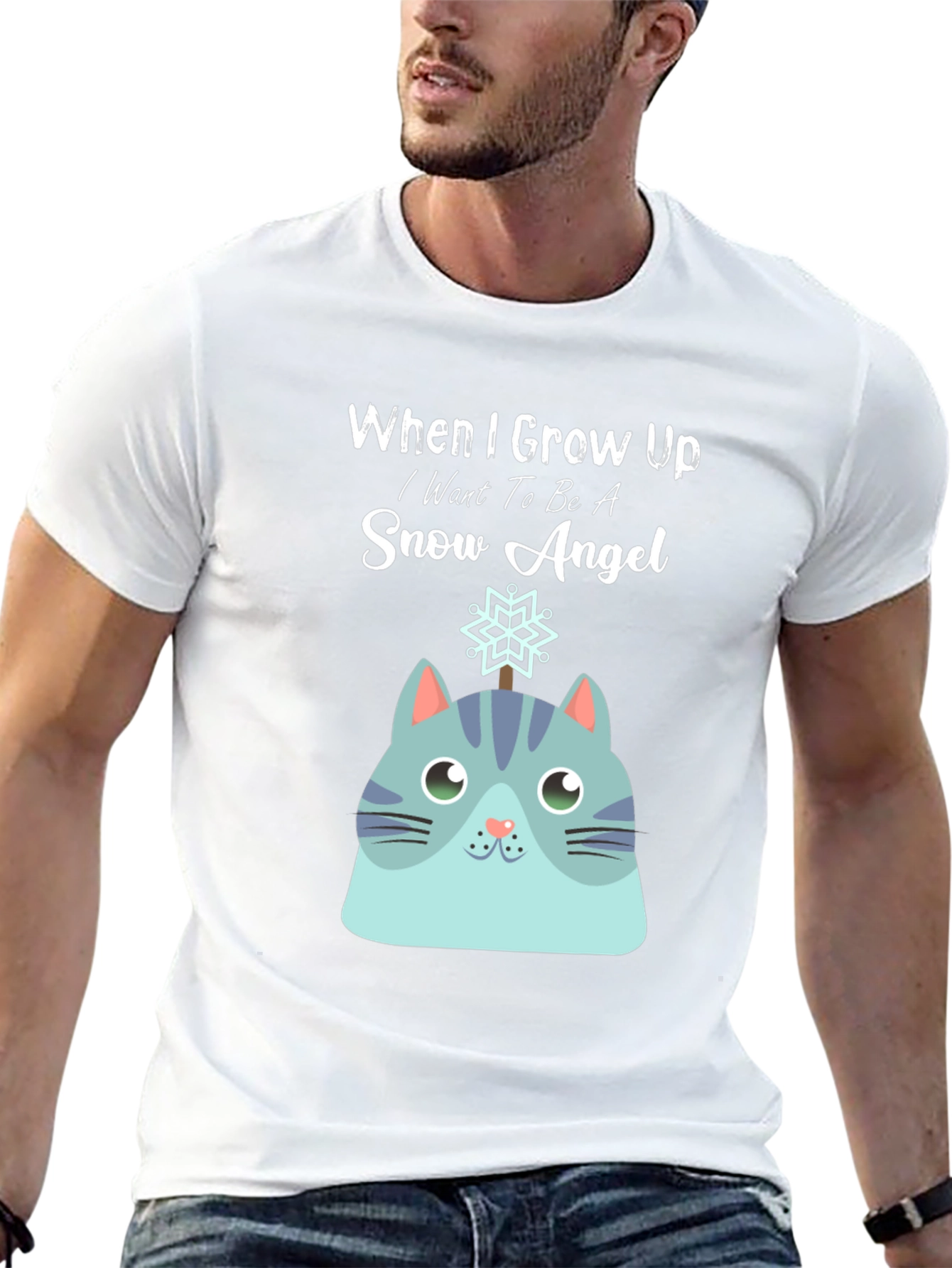 Snow Angel Cat Graphic T-Shirt