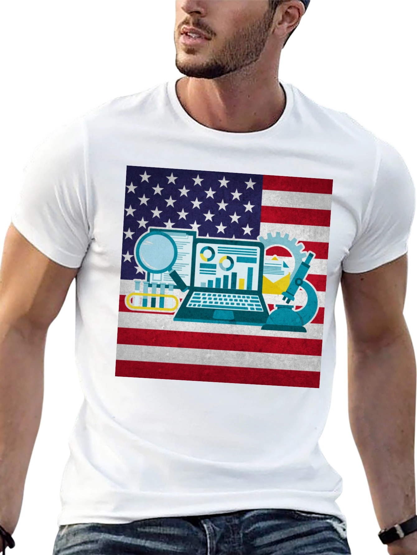 STEM American Flag Graphic T-Shirt