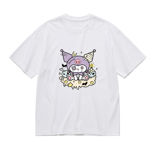 Doll?Style Halloween Kuromi Spooky Cute Plus?Size Ladies Tee