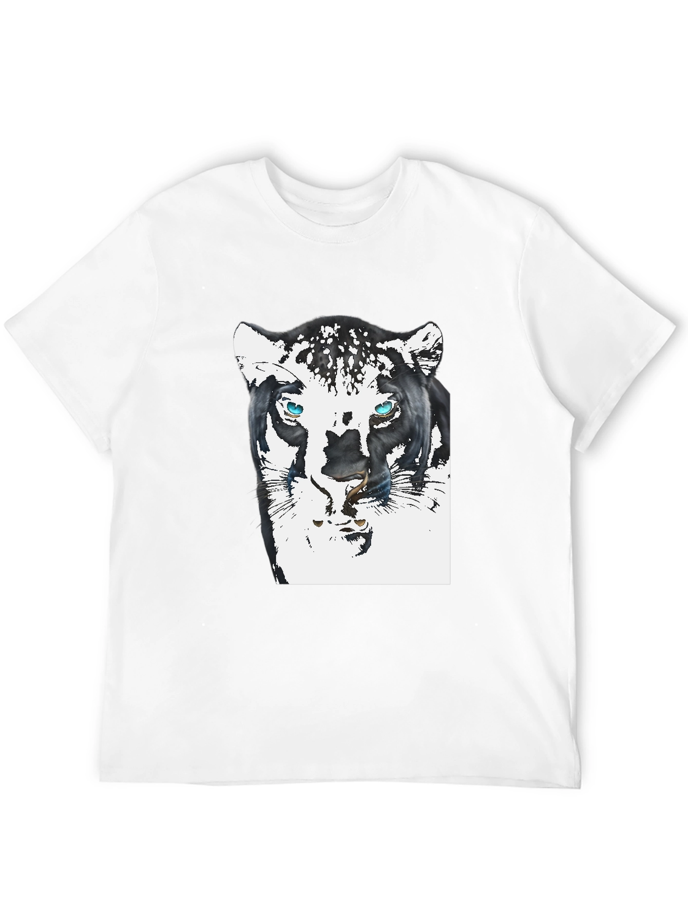 Black T-Shirt with Artistic Jaguar Graphic Print