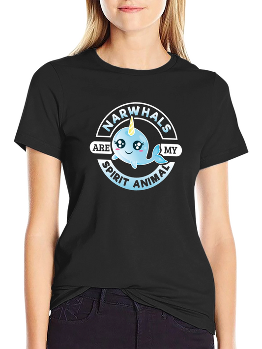 Narwhals Are My Spirit Animal Black T-Shirt
