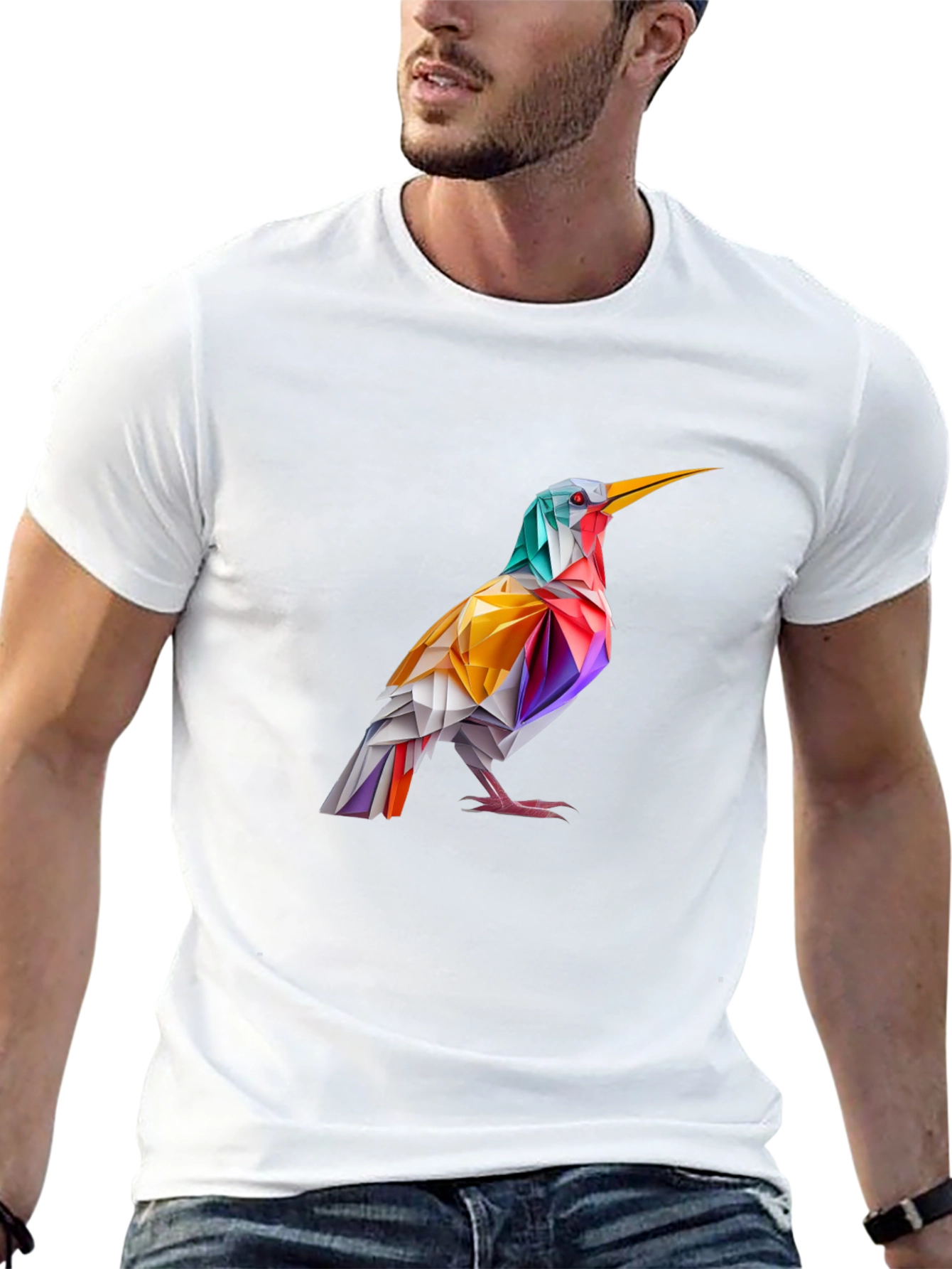 Abstract Bird Graphic Black T-Shirt