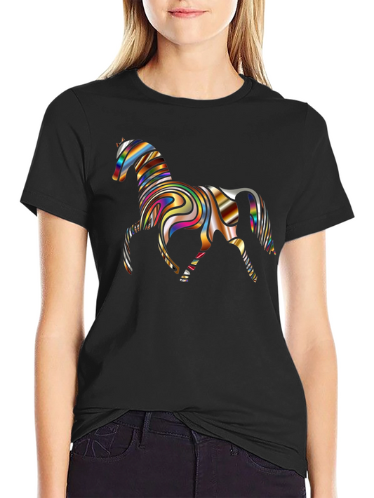 Abstract Horse Graphic Tee - Stylish Mens Black T-Shirt