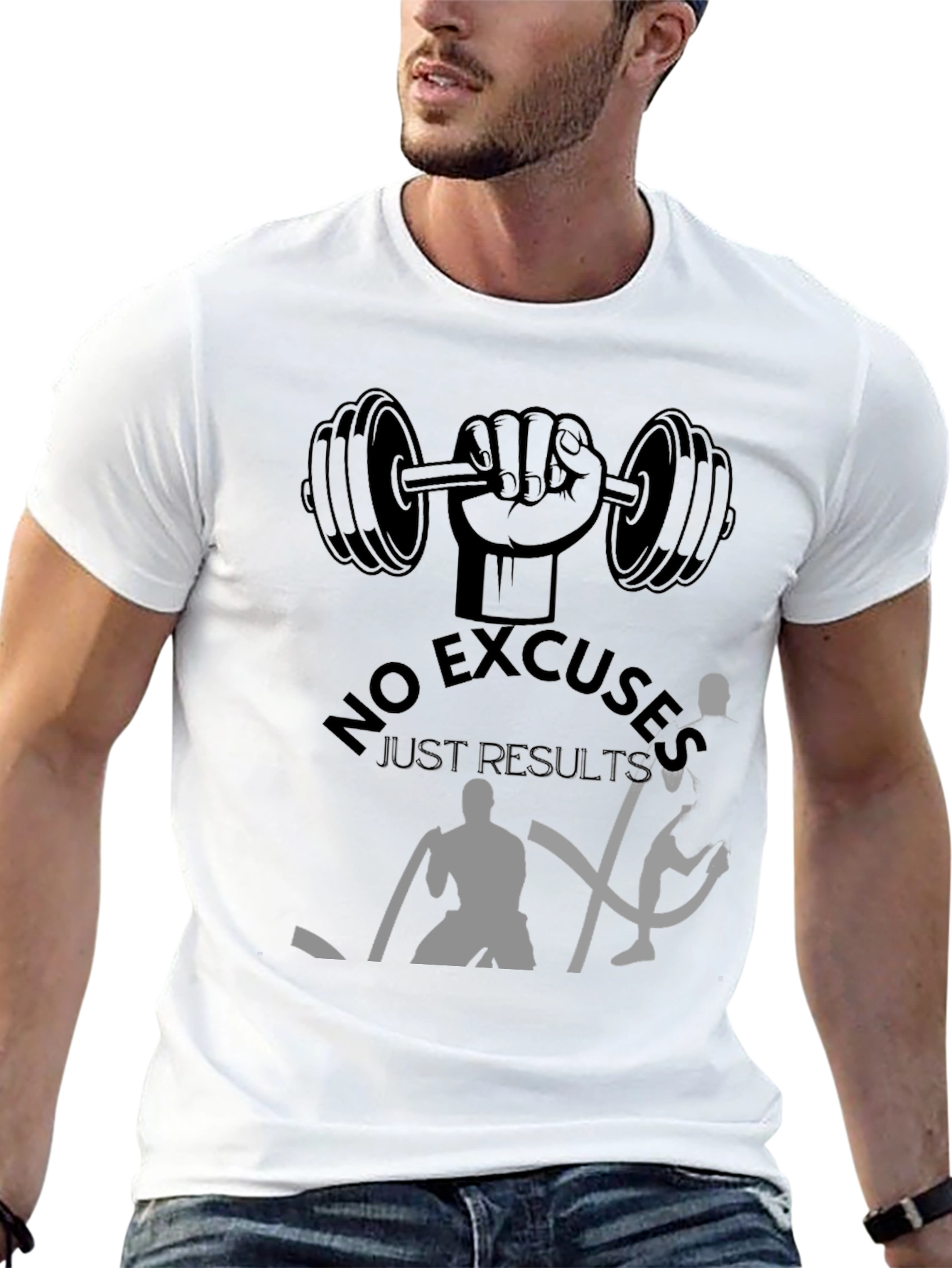 Motivational Workout T-Shirt - No Excuses Just Results