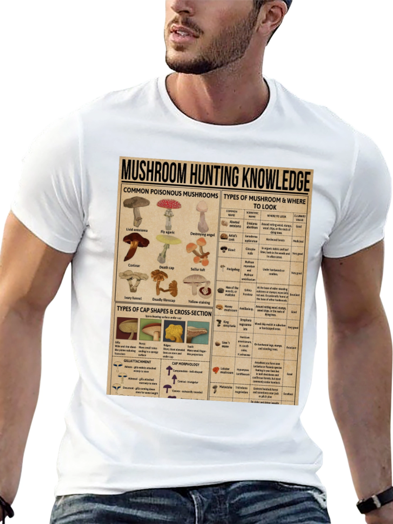 Mushroom Hunting Knowledge Graphic T-Shirt
