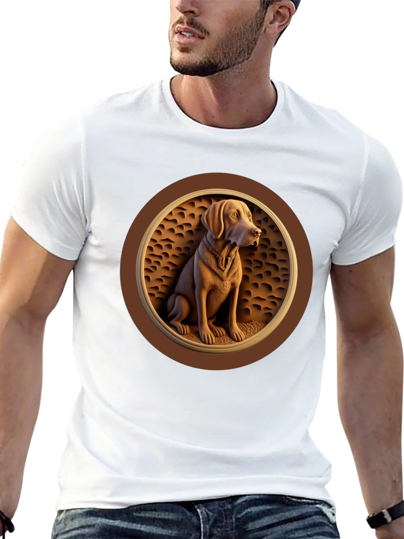 Dog Embossed Graphic Tee - Classic Comfort