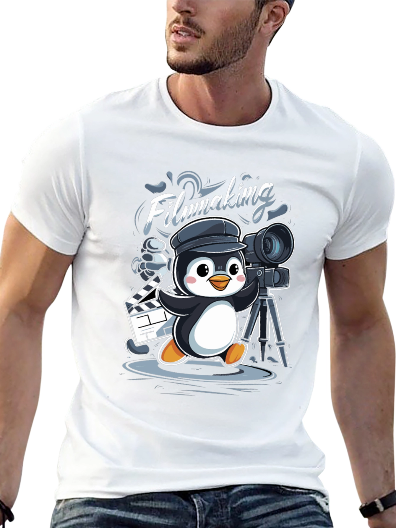 Filmmaking Penguin Graphic T-Shirt