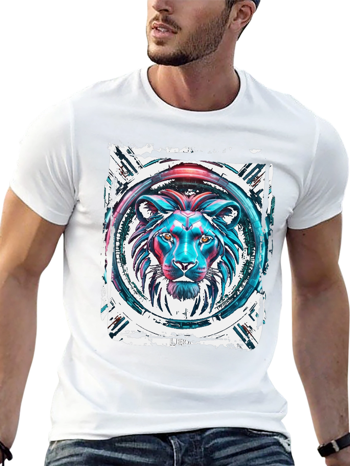 Lion Graphic Print Black T-Shirt