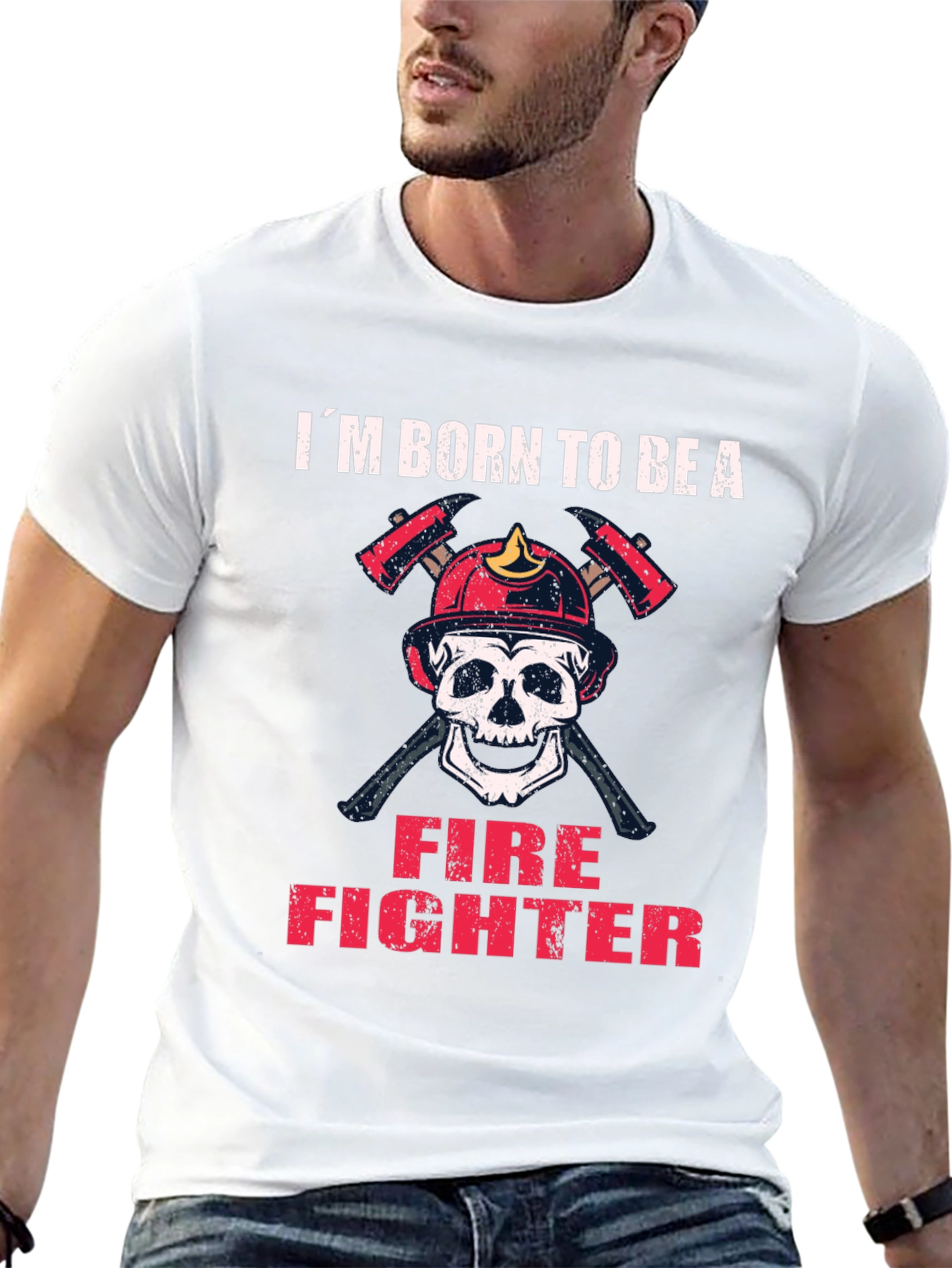 Im Born to Be A Firefighter Skull T-Shirt