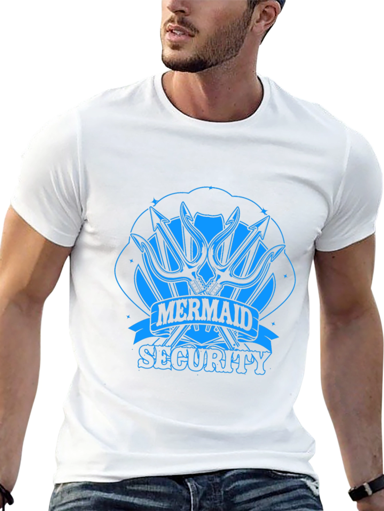 Mermaid Security Graphic T-Shirt - Black