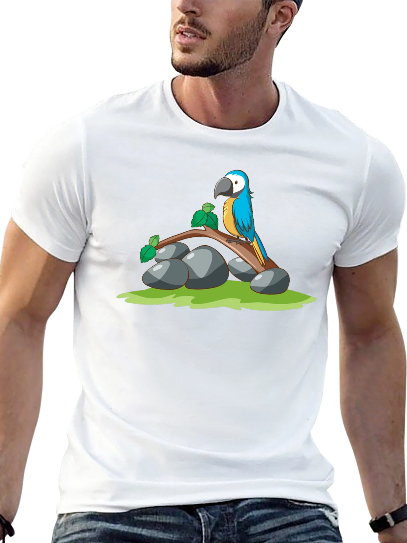 Parrot Graphic T-Shirt - Black Cotton Tee