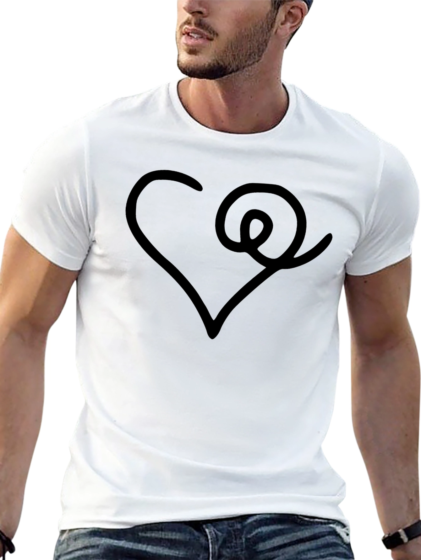 Heart & Swirl Graphic Black T-Shirt