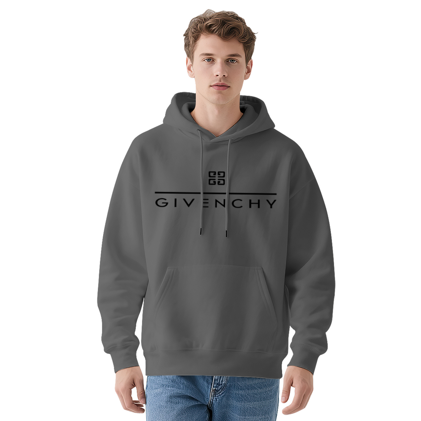 Minimal Four-G Logo Red Hoodie, Fashion Classic Comfort Pullover Hoodie