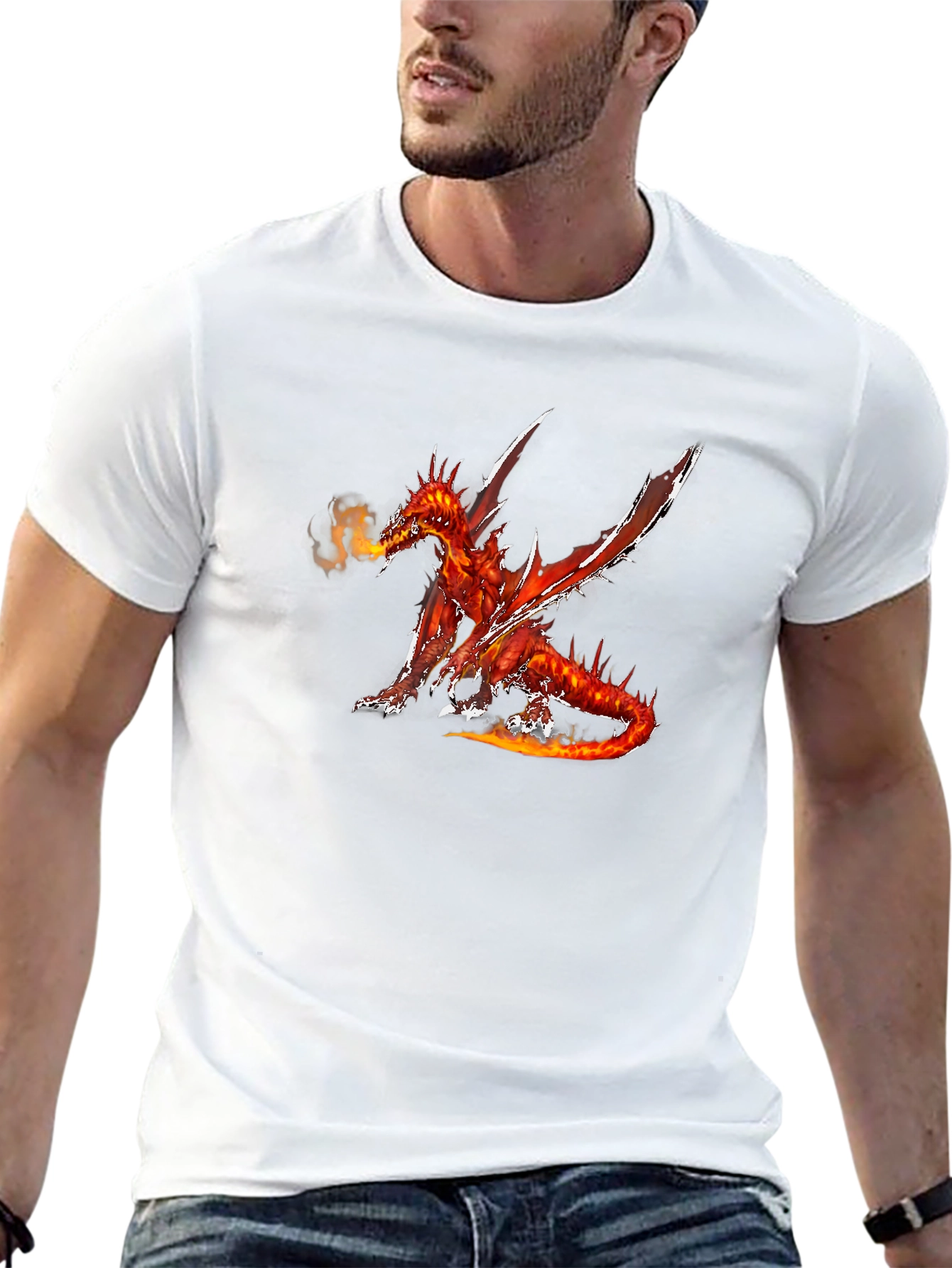 Fiery Dragon Graphic Black T-Shirt