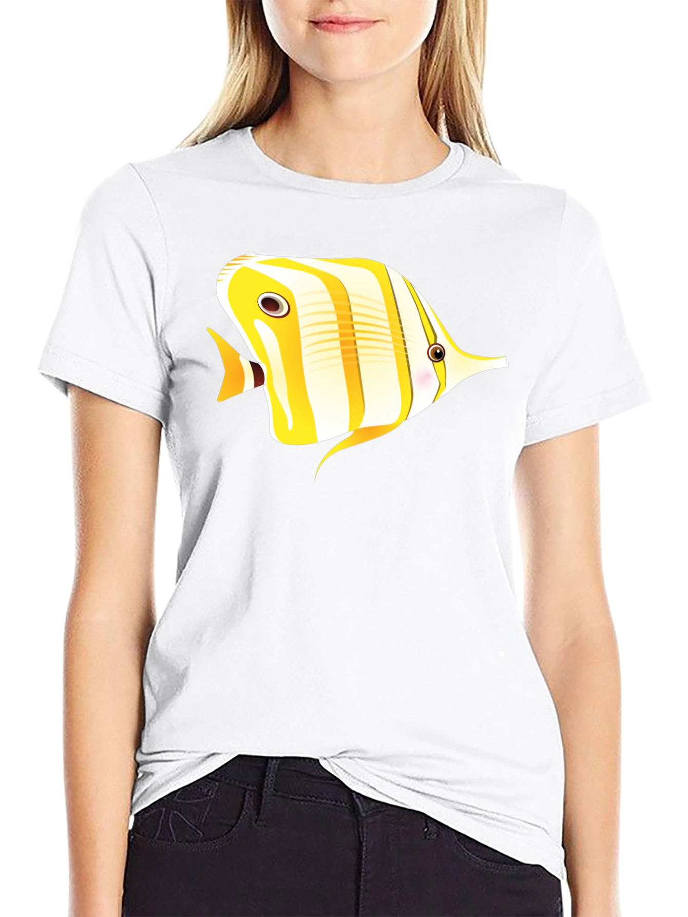 Striped Fish Graphic Tee - Black