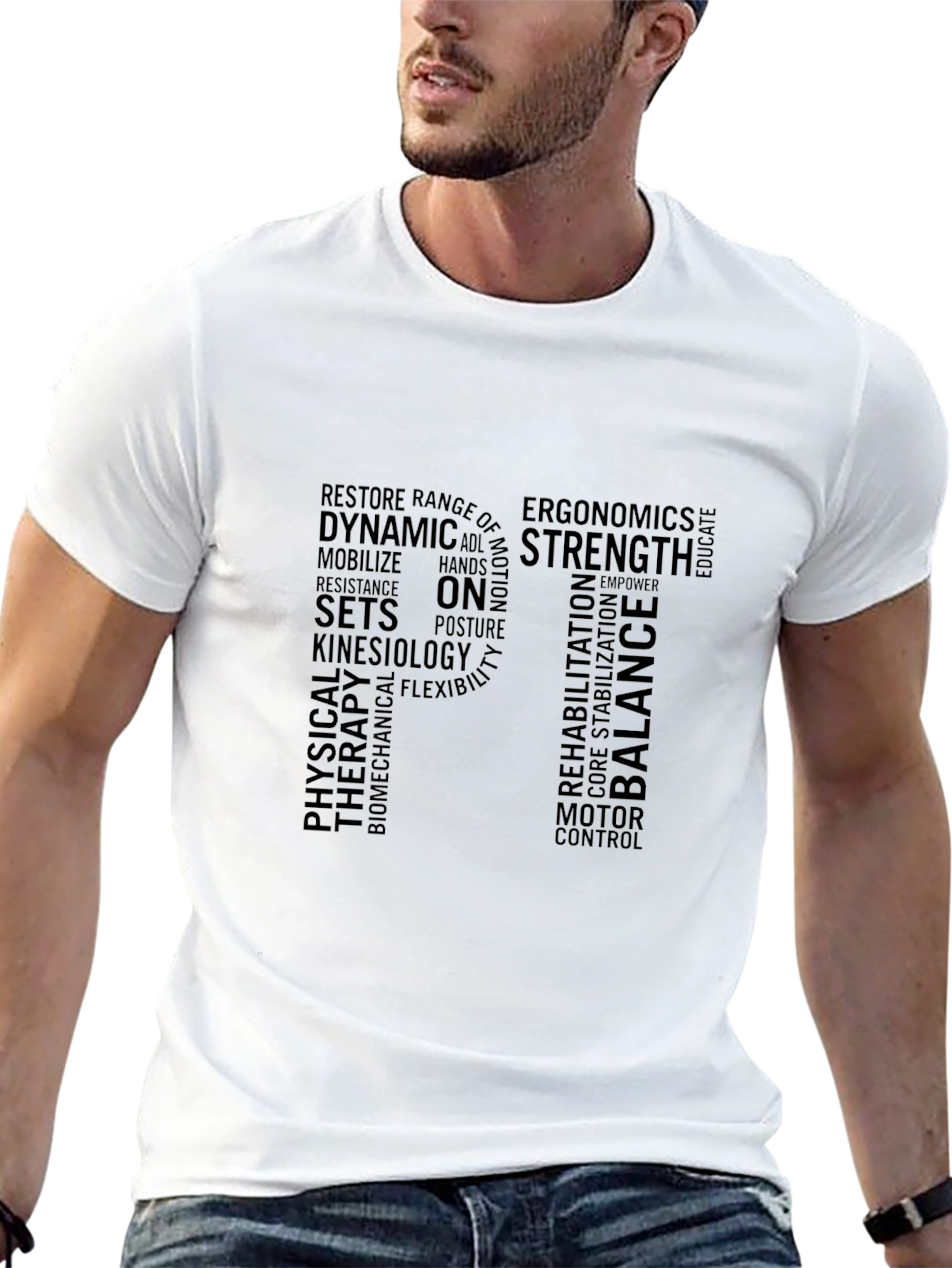 Physical Therapy Word Art Black T-Shirt