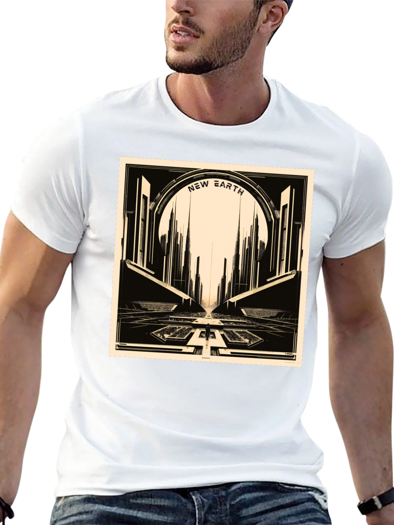 New Earth Graphic Tee - Retro Sci-Fi Style