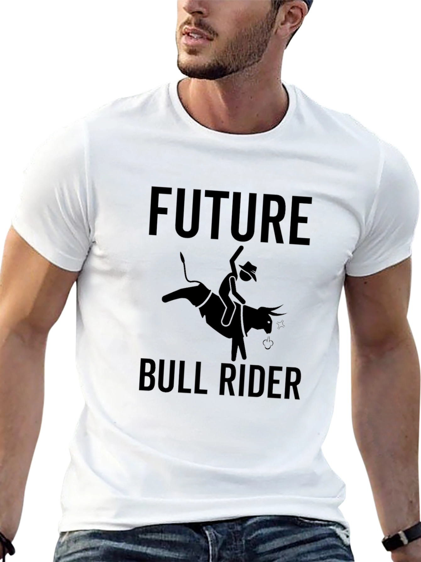 Future Bull Rider Black Graphic T-Shirt