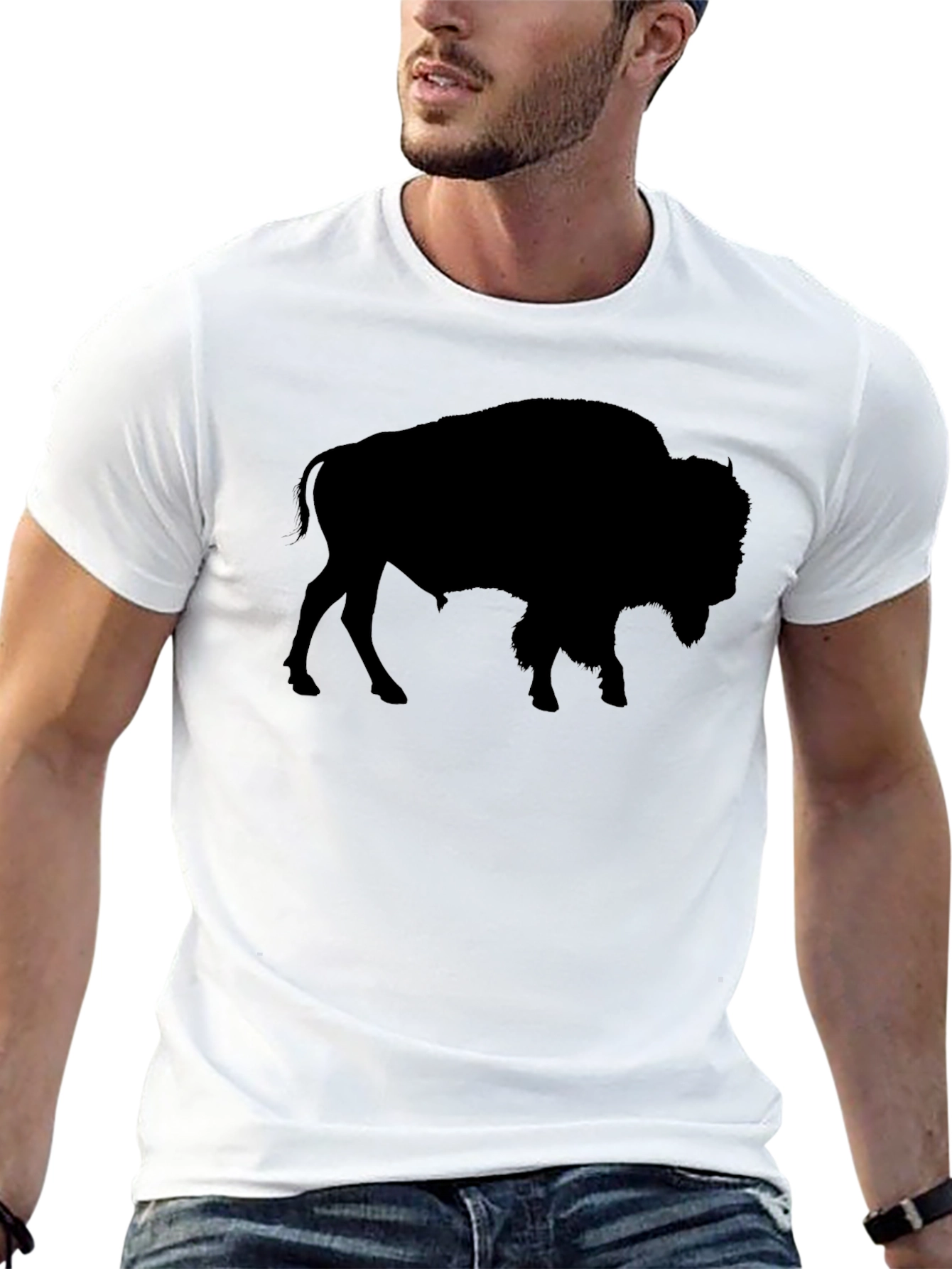 Buffalo Silhouette Graphic Tee - Black Cotton Shirt