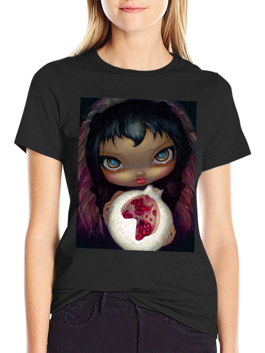 Artistic Graphic T-Shirt - Girl with Pomegranate