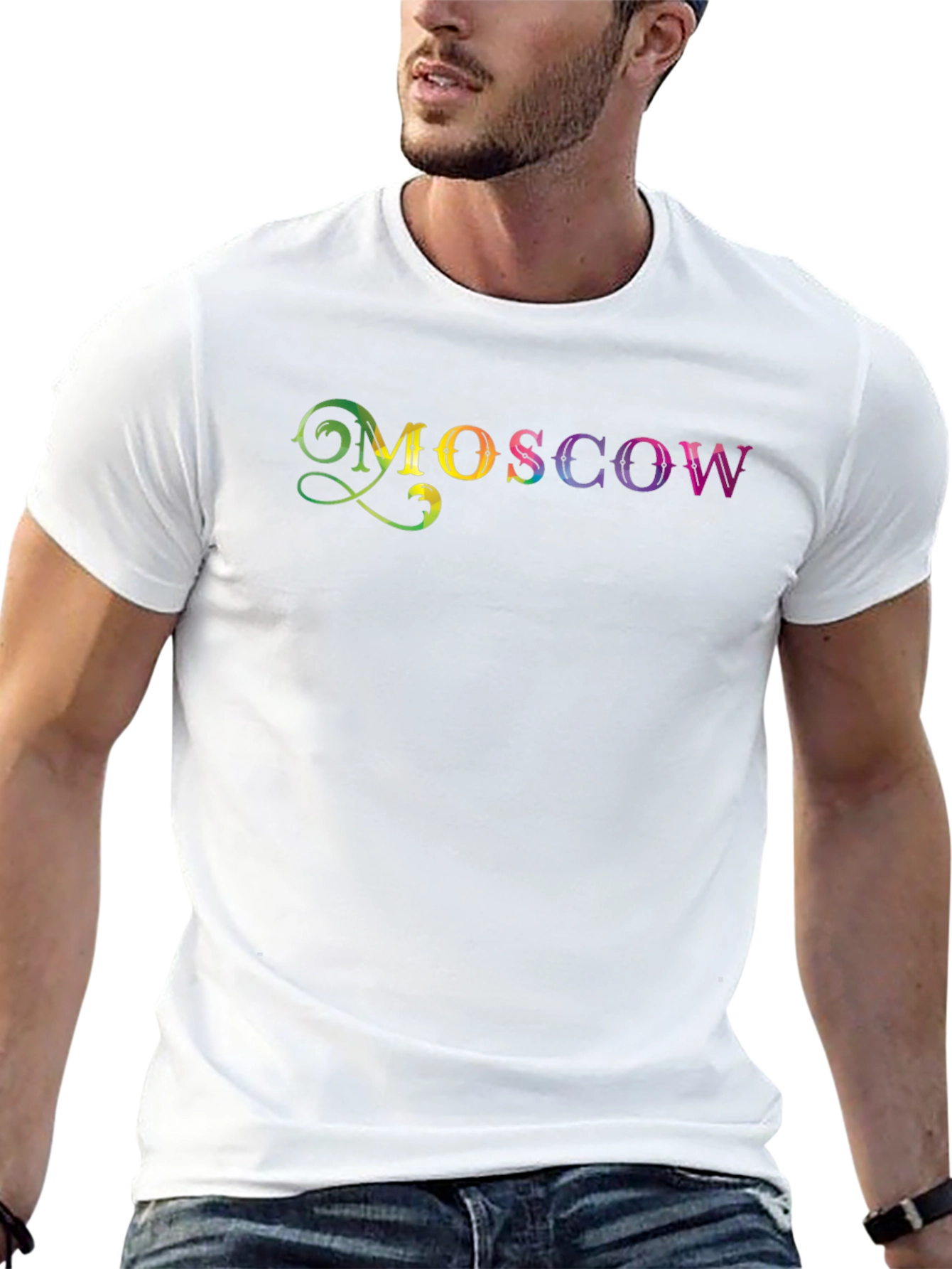 Moscow Rainbow Print Black T-Shirt