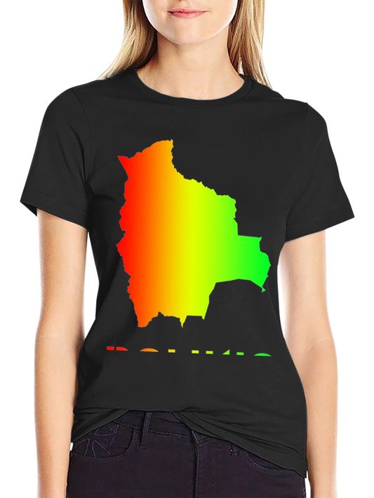 Bolivia Map Rasta Flag Colors T-Shirt